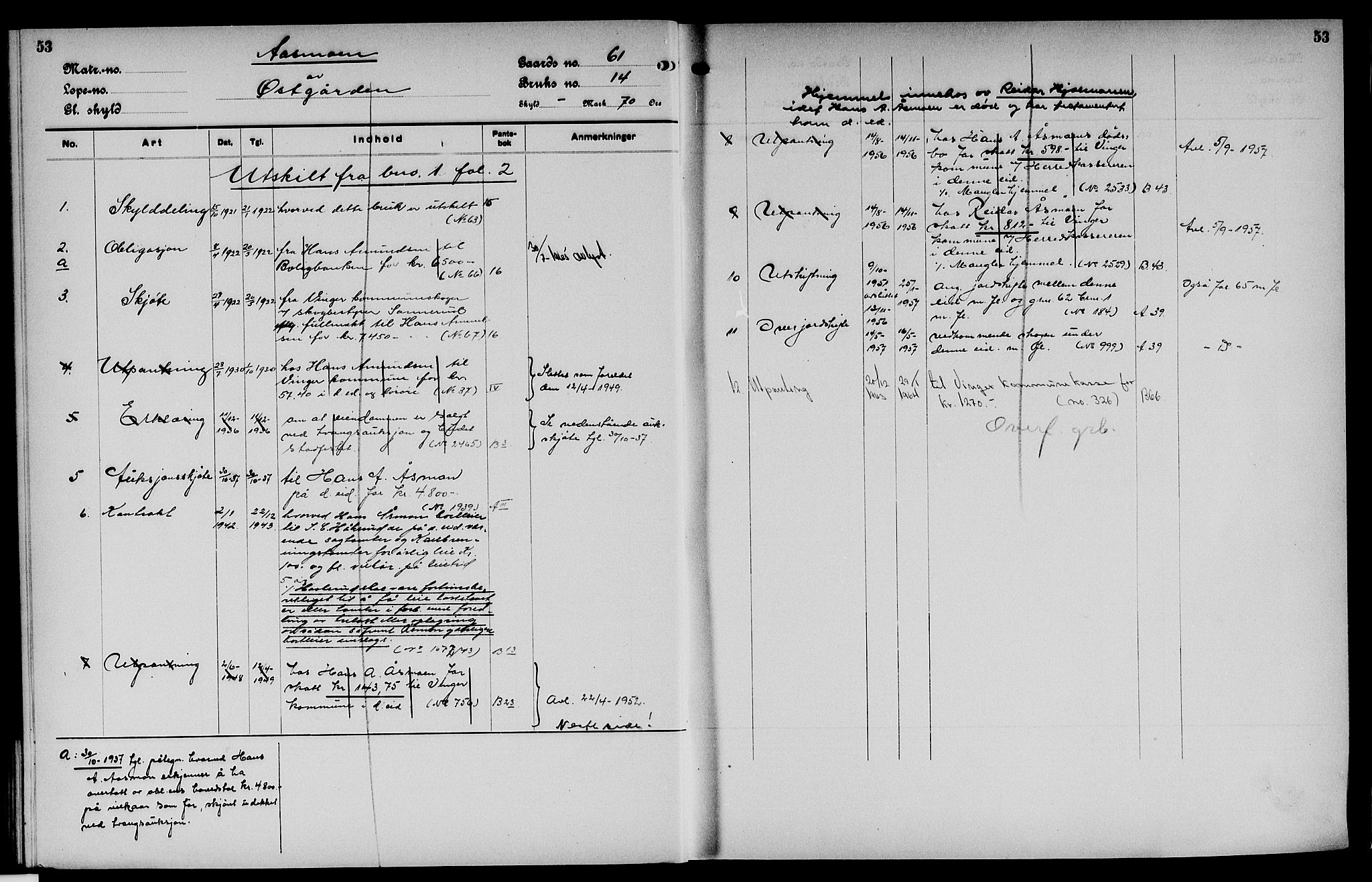 Vinger og Odal sorenskriveri, SAH/TING-022/H/Ha/Hac/Hacc/L0010: Mortgage register no. 3.10, 1923, p. 53