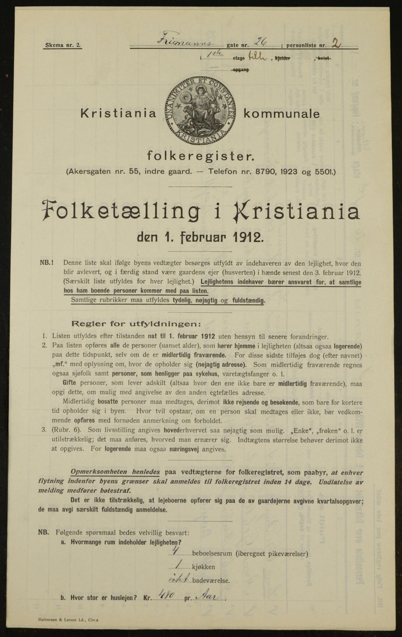 OBA, Municipal Census 1912 for Kristiania, 1912, p. 26916