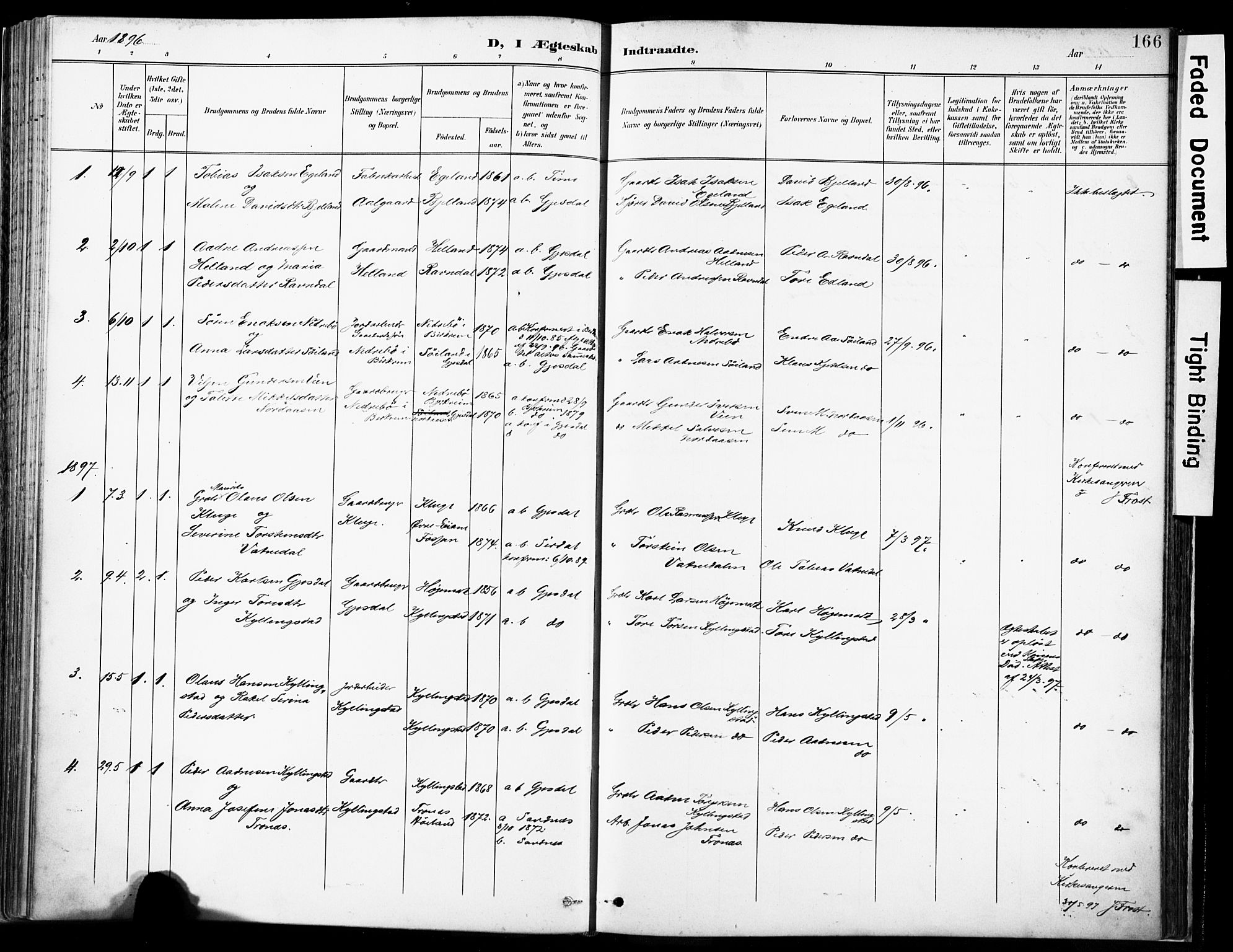 Lye sokneprestkontor, SAST/A-101794/001/30BA/L0012: Parish register (official) no. A 11, 1896-1909, p. 166