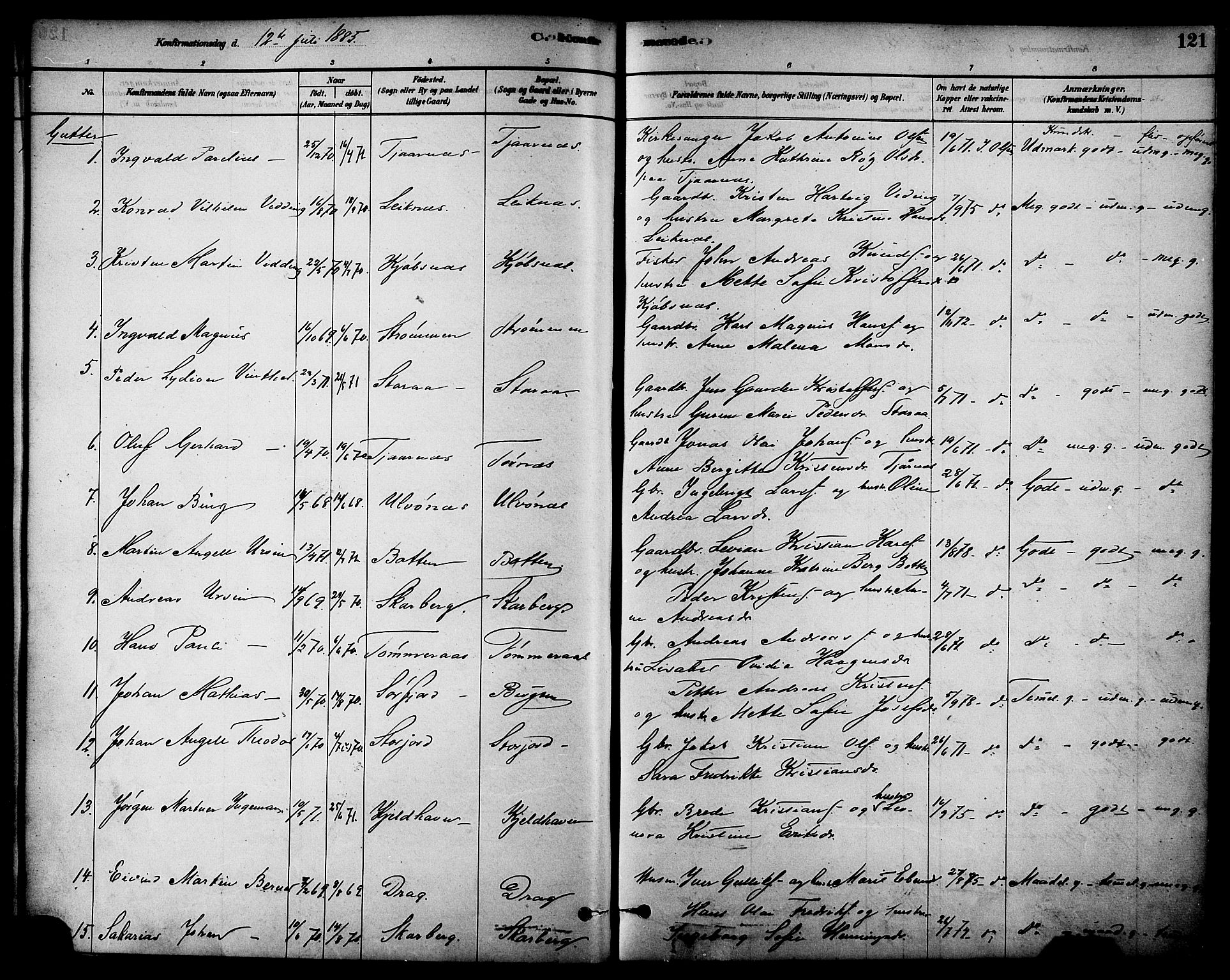 Ministerialprotokoller, klokkerbøker og fødselsregistre - Nordland, AV/SAT-A-1459/861/L0868: Parish register (official) no. 861A03, 1879-1889, p. 121