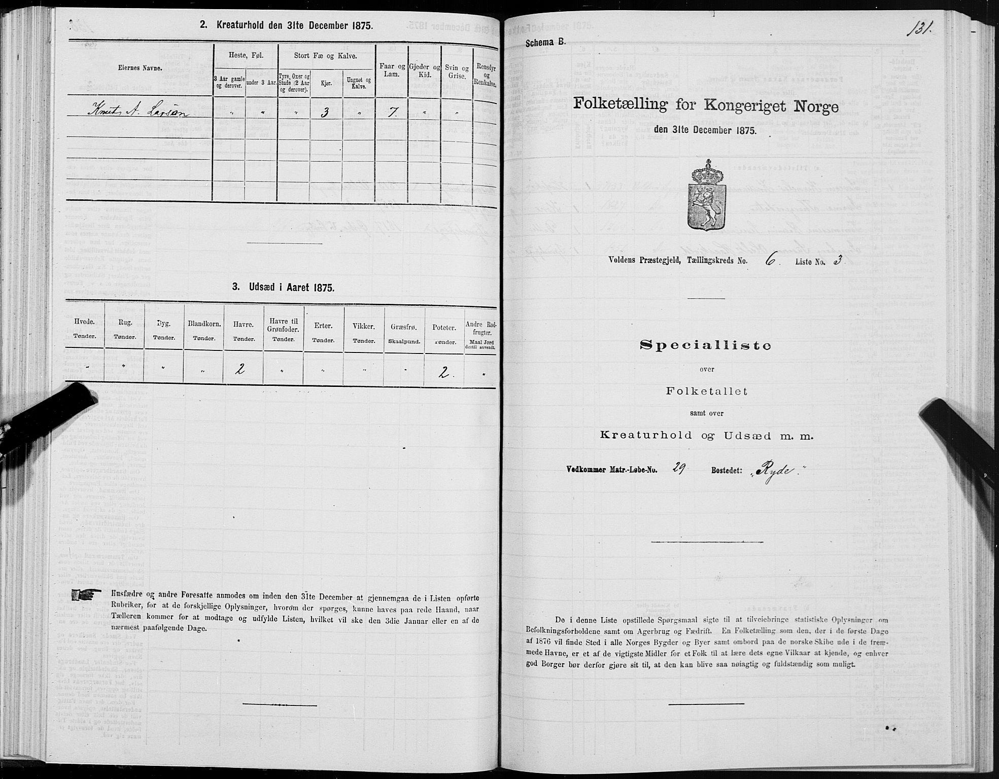 SAT, 1875 census for 1519P Volda, 1875, p. 4131