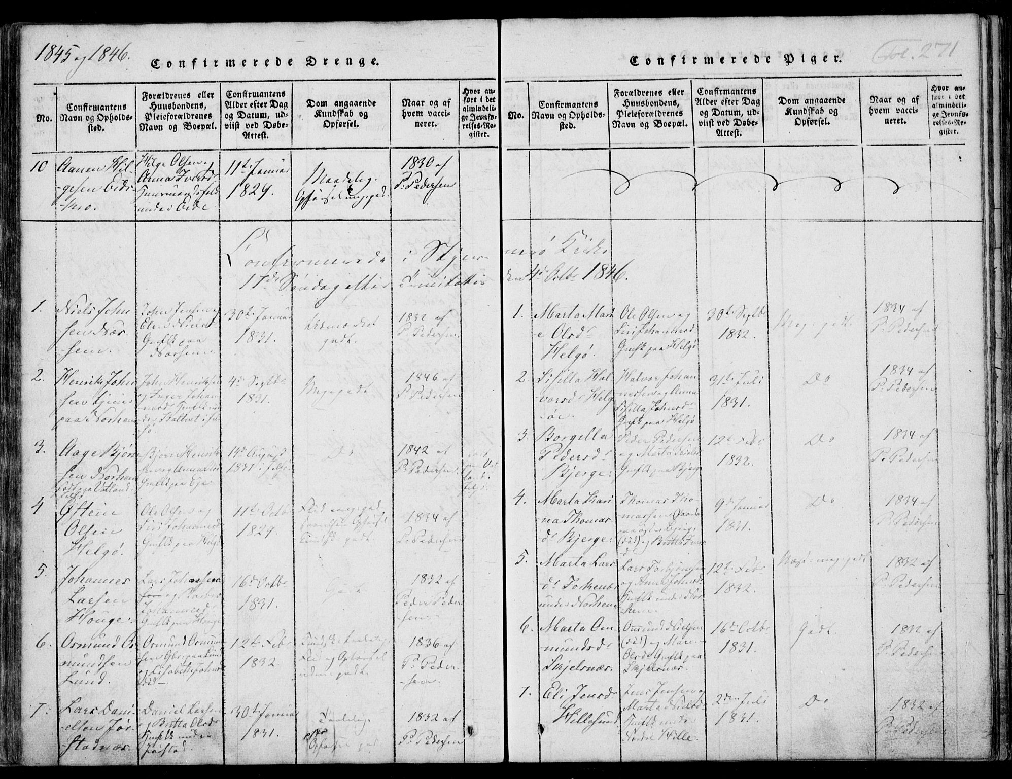 Nedstrand sokneprestkontor, AV/SAST-A-101841/01/IV: Parish register (official) no. A 7, 1816-1870, p. 271