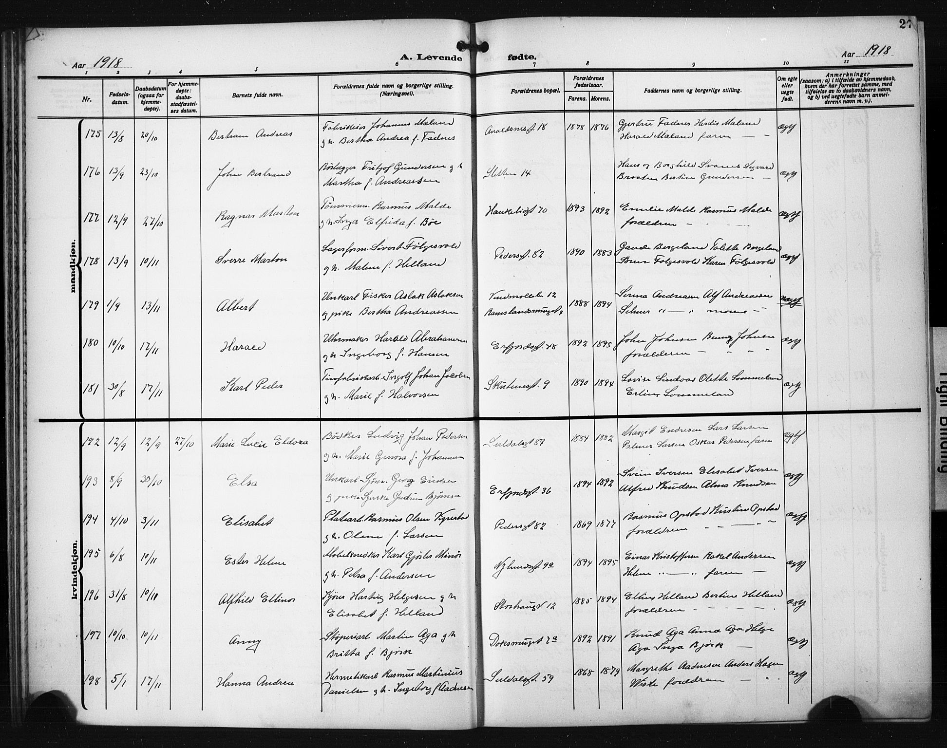 St. Johannes sokneprestkontor, AV/SAST-A-101814/001/30/30BB/L0008: Parish register (copy) no. B 8, 1918-1929, p. 27