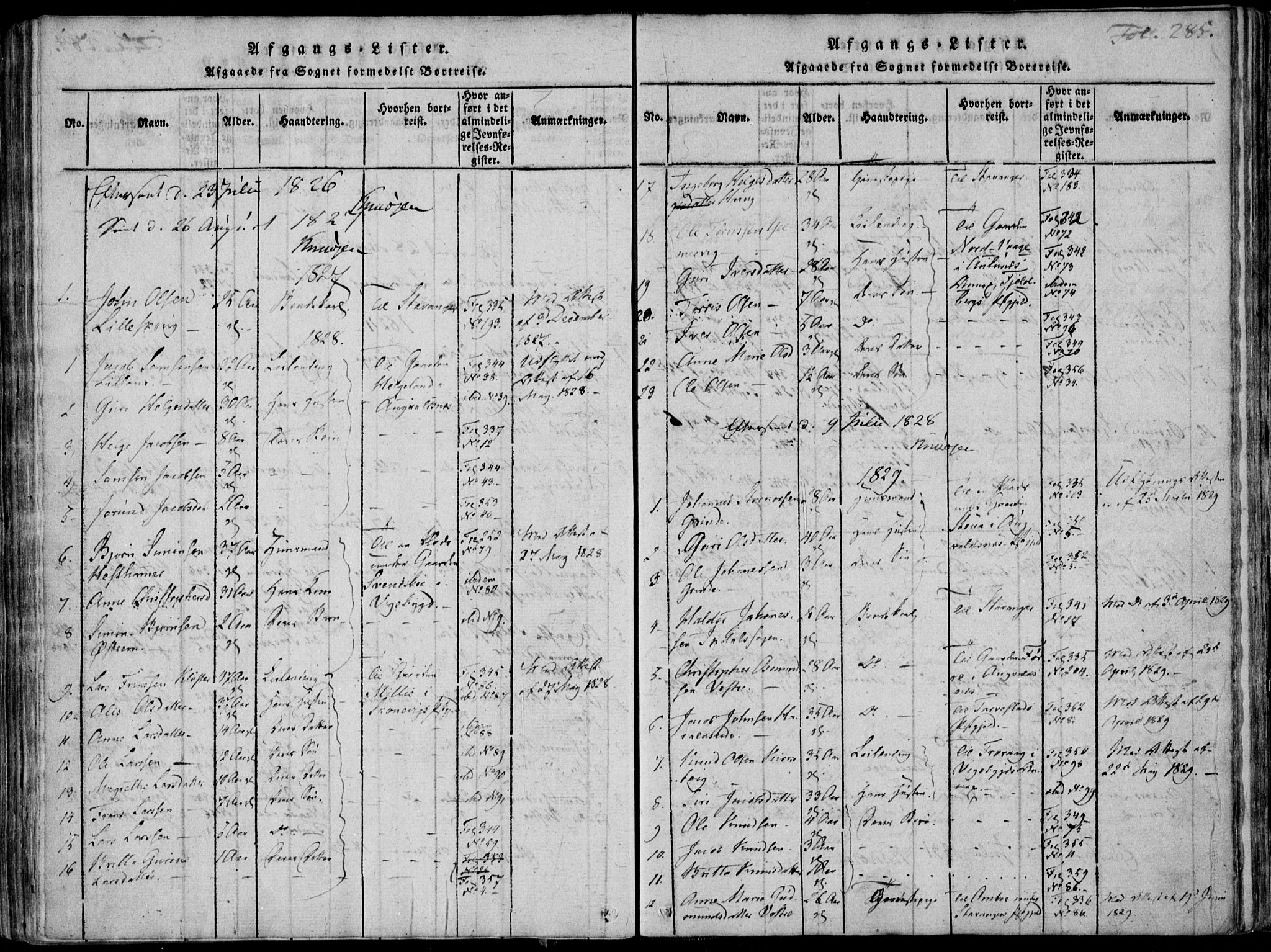 Skjold sokneprestkontor, SAST/A-101847/H/Ha/Haa/L0003: Parish register (official) no. A 3, 1815-1835, p. 285