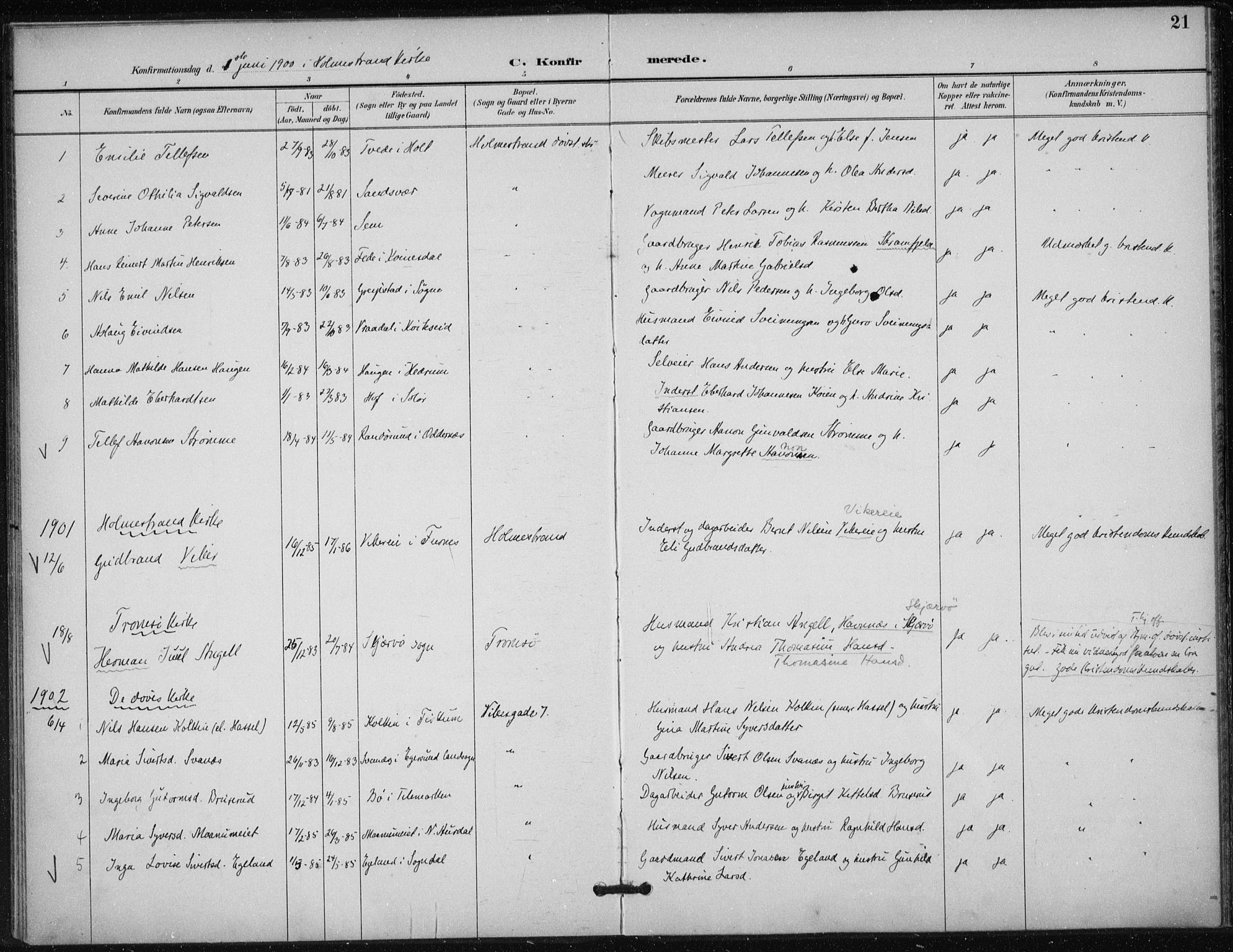 Døves menighet Oslo prestekontor kirkebøker, AV/SAO-A-11064/F/L0001: Parish register (official) no. 1, 1895-1919, p. 21