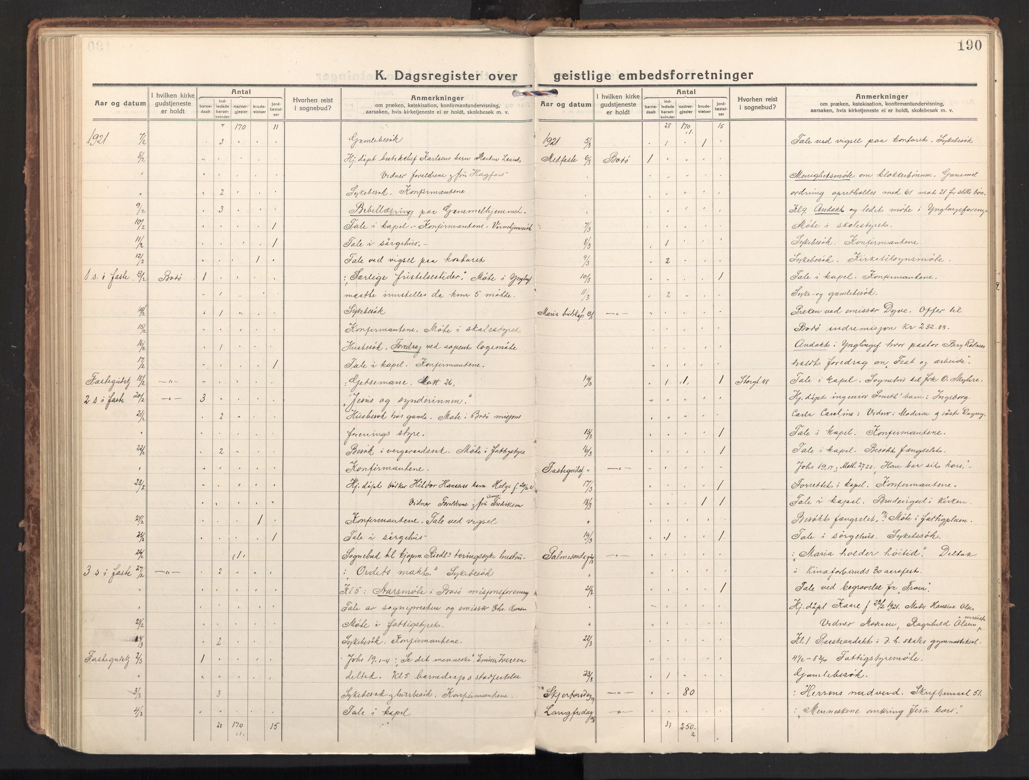 Ministerialprotokoller, klokkerbøker og fødselsregistre - Nordland, AV/SAT-A-1459/801/L0018: Parish register (official) no. 801A18, 1916-1930, p. 190