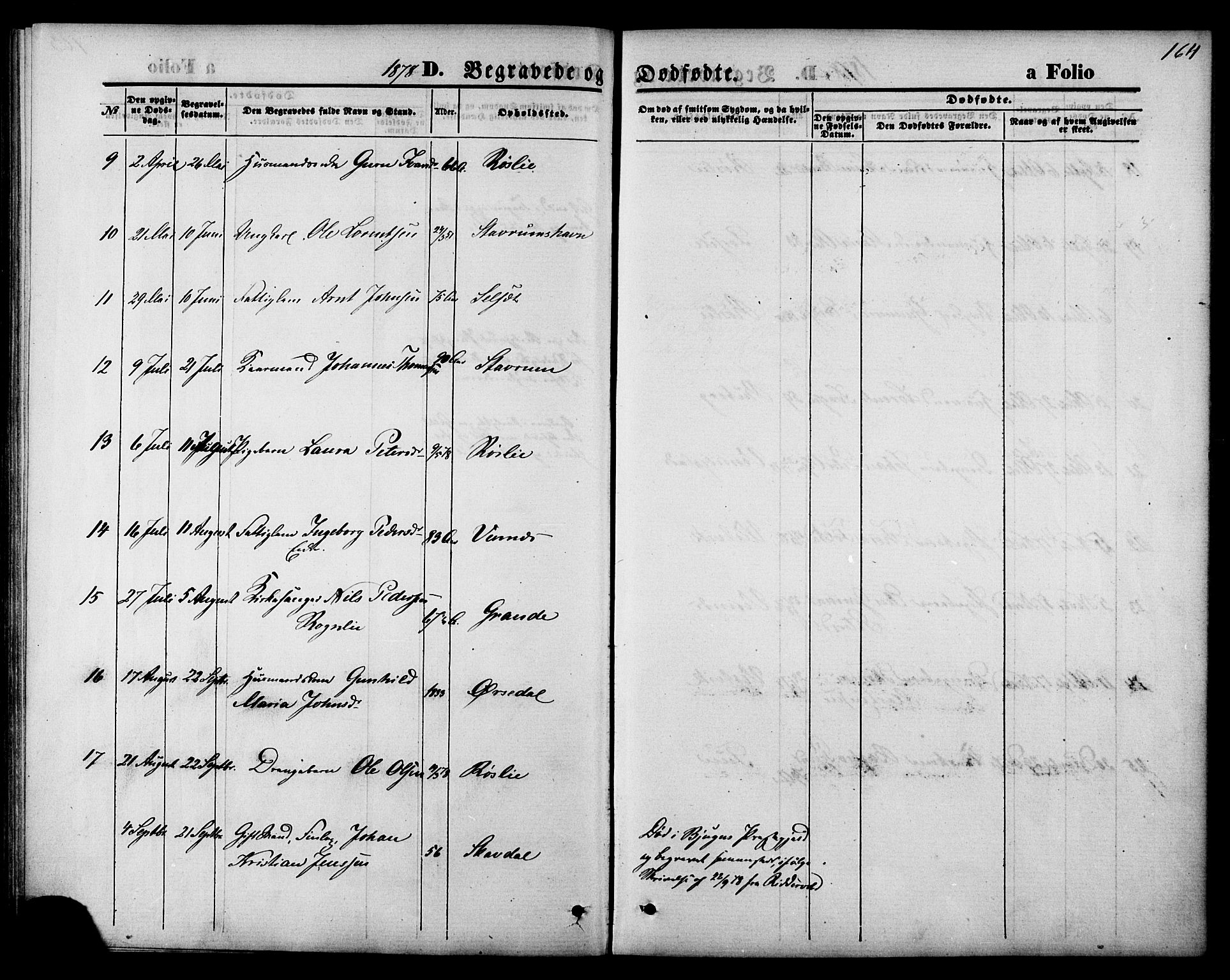 Ministerialprotokoller, klokkerbøker og fødselsregistre - Nord-Trøndelag, AV/SAT-A-1458/744/L0419: Parish register (official) no. 744A03, 1867-1881, p. 164