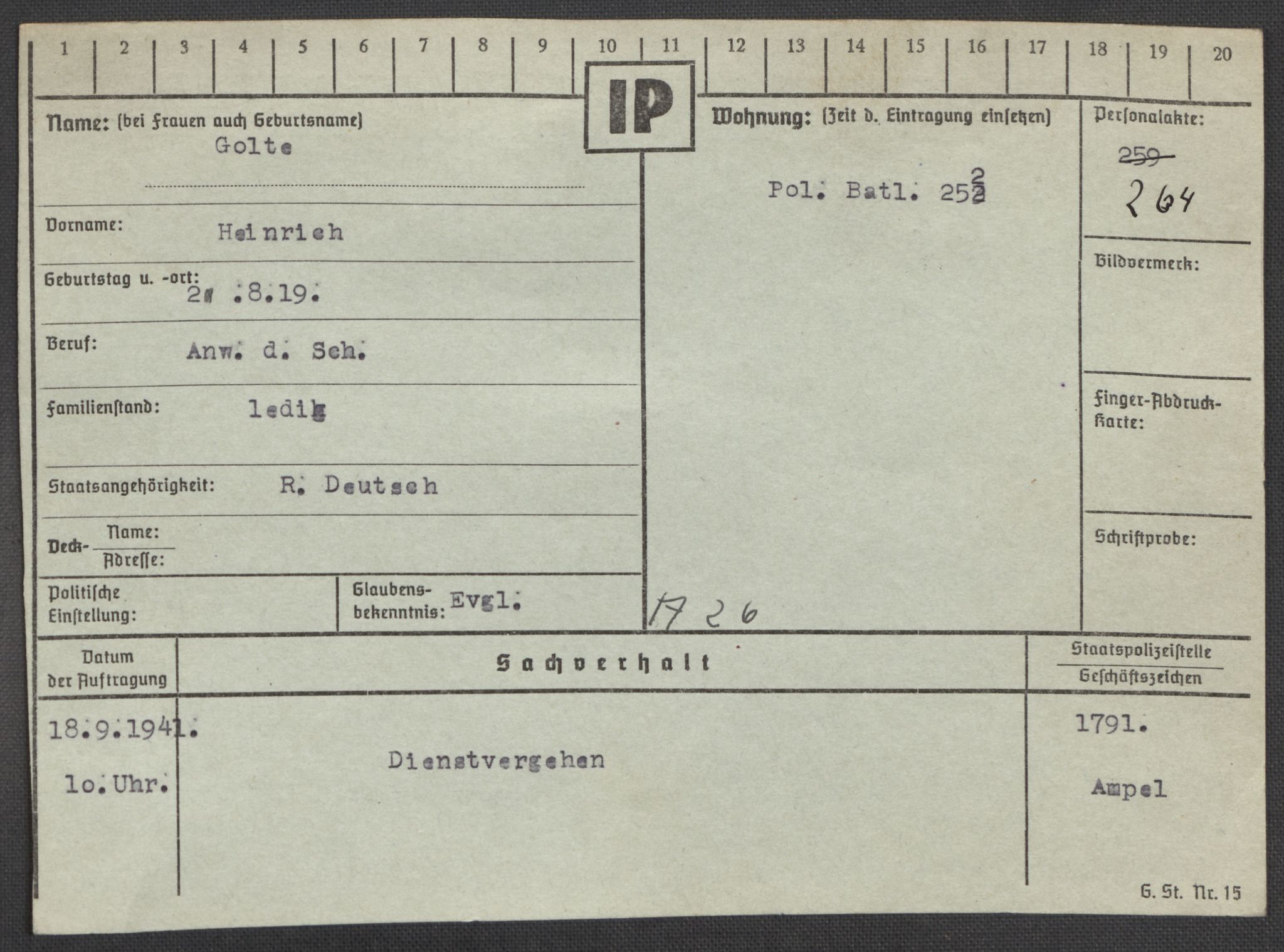 Befehlshaber der Sicherheitspolizei und des SD, AV/RA-RAFA-5969/E/Ea/Eaa/L0003: Register over norske fanger i Møllergata 19: Eng-Hag, 1940-1945, p. 895