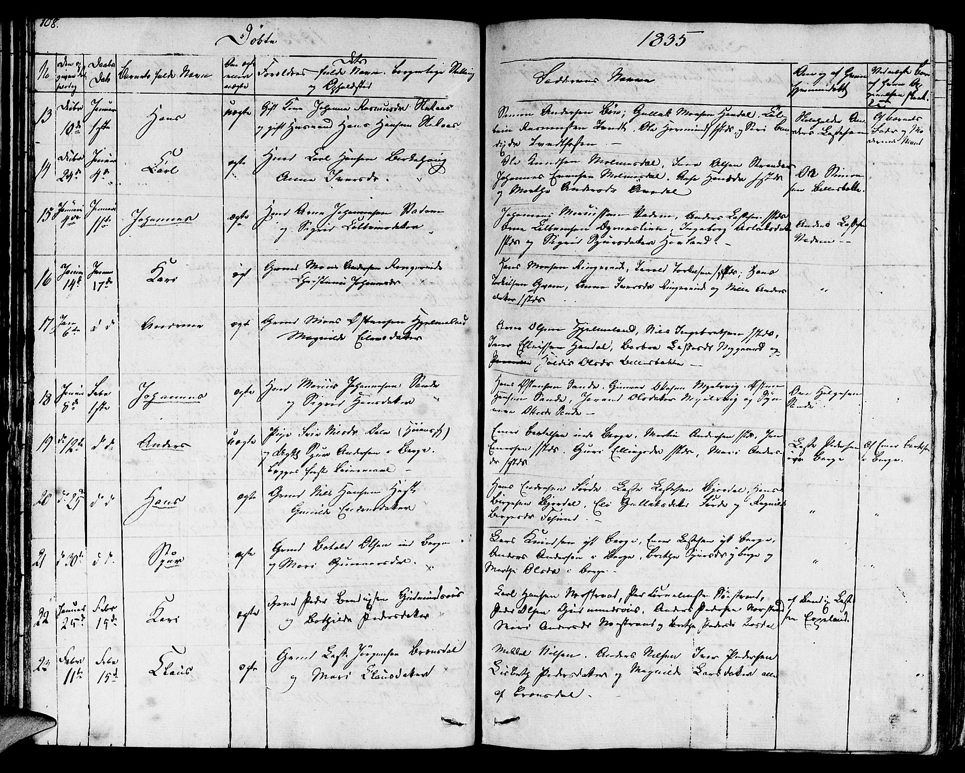 Lavik sokneprestembete, SAB/A-80901: Parish register (official) no. A 2I, 1821-1842, p. 108