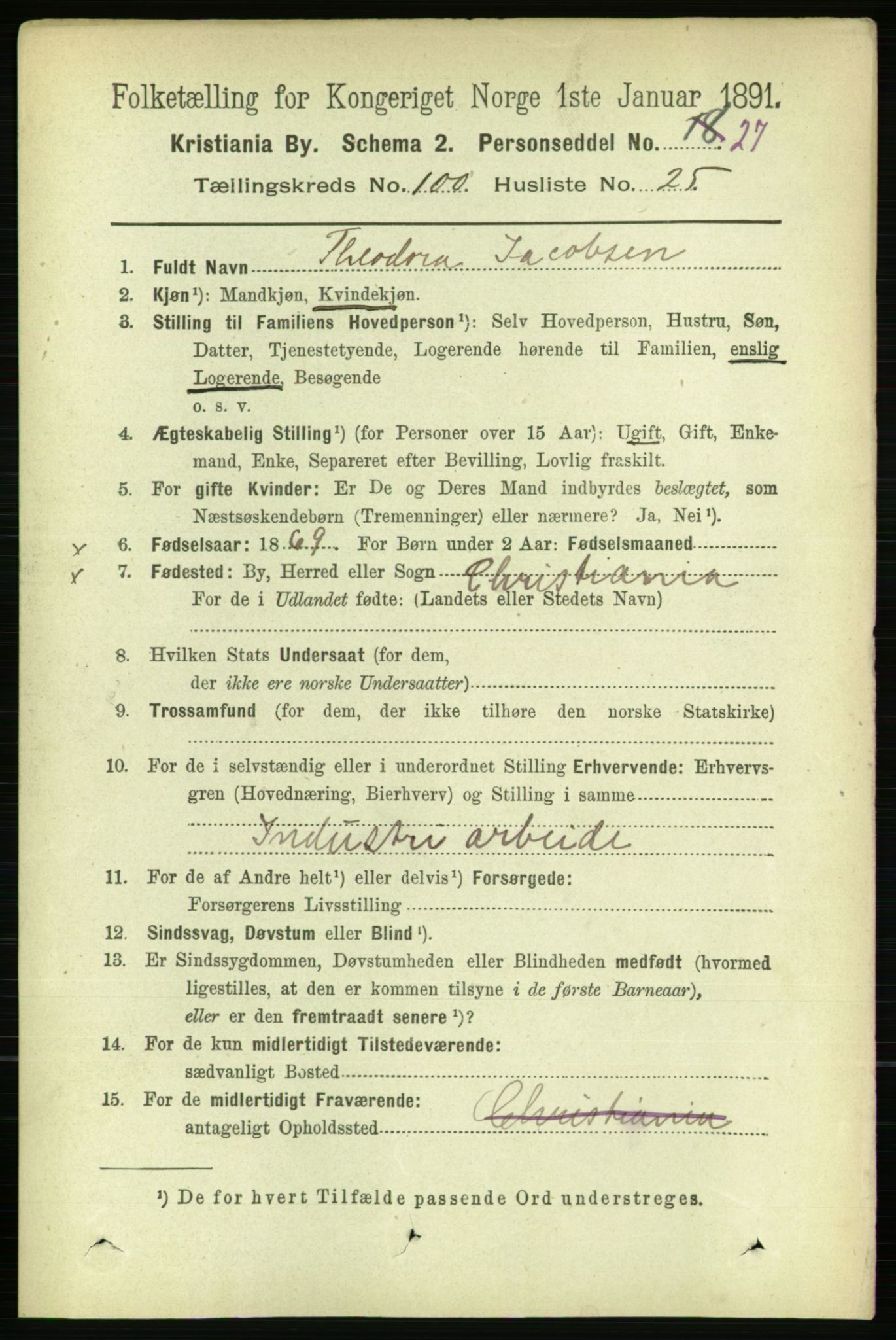 RA, 1891 census for 0301 Kristiania, 1891, p. 49951