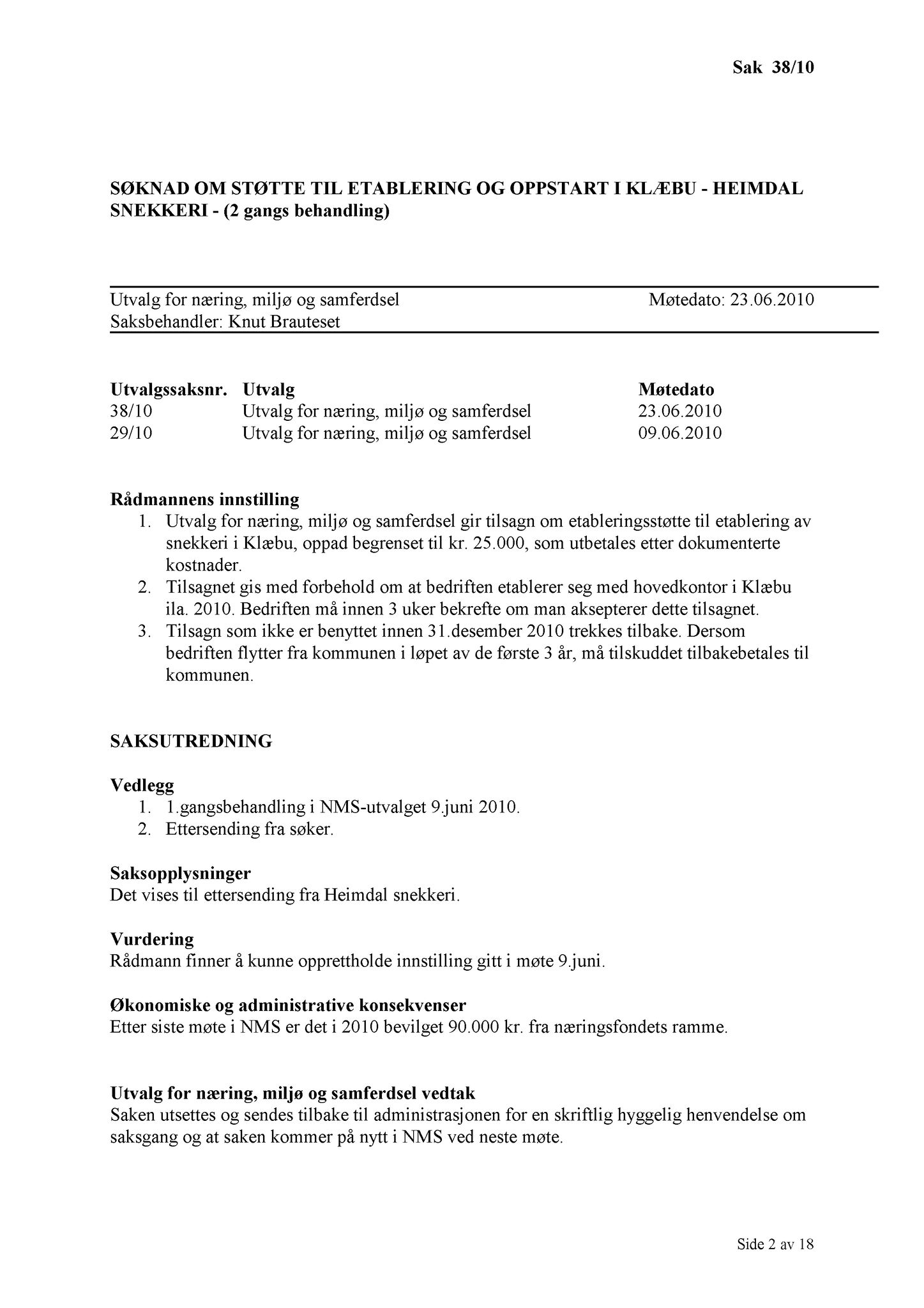 Klæbu Kommune, TRKO/KK/13-NMS/L003: Utvalg for næring, miljø og samferdsel, 2010, p. 118