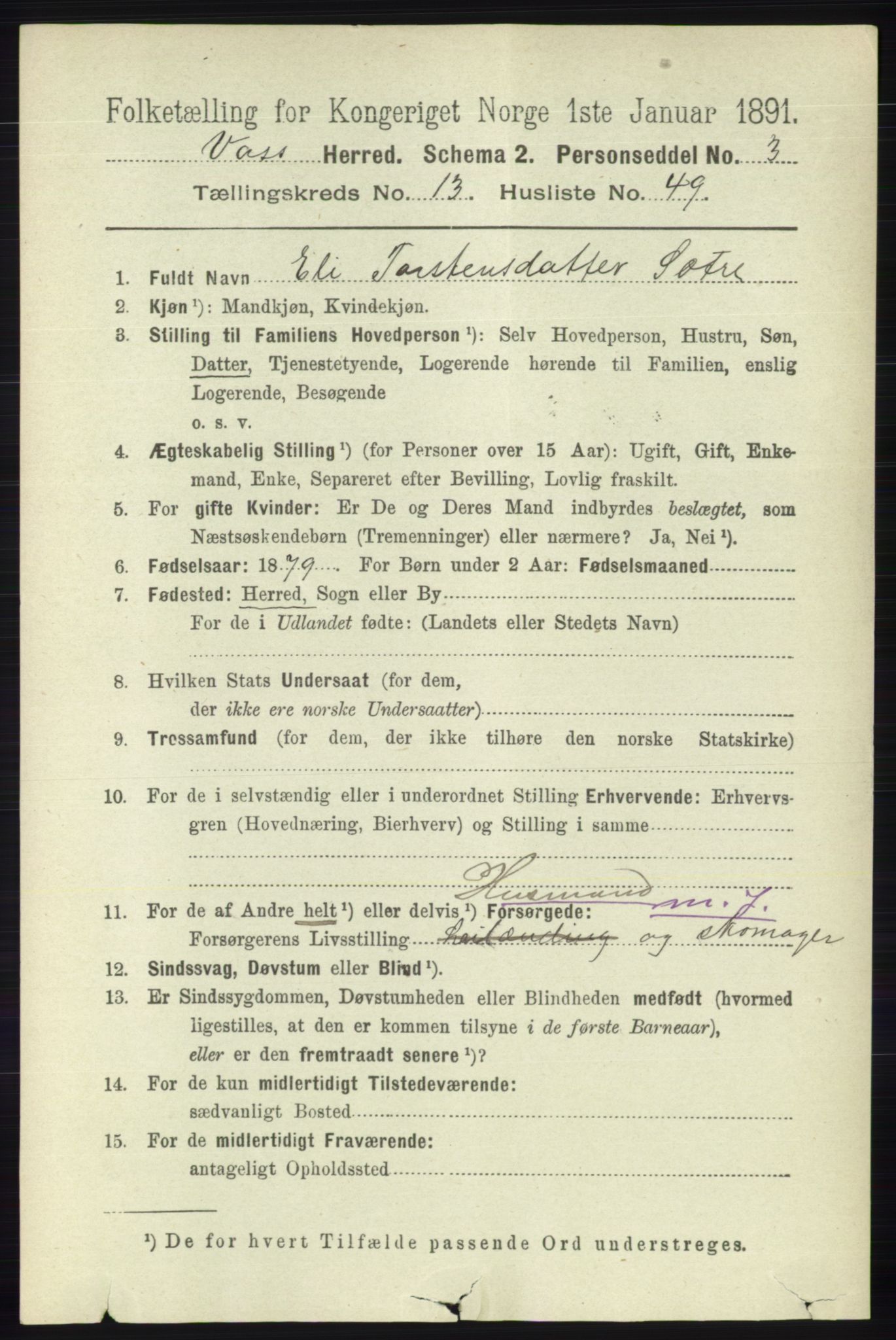 RA, 1891 census for 1235 Voss, 1891, p. 7179