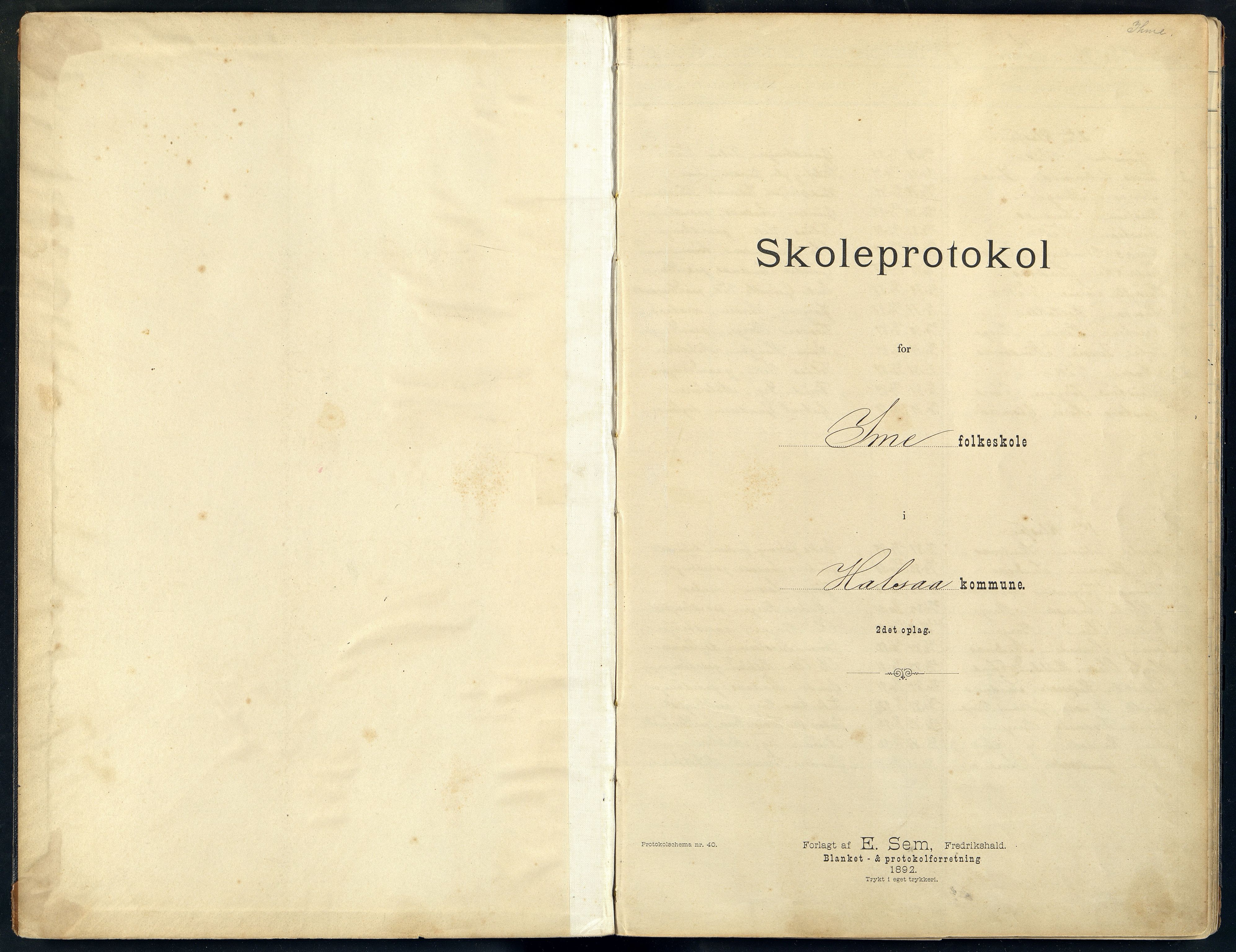 Halse og Harkmark kommune - Ime Skole, ARKSOR/1002HH552/H/L0005: Skoleprotokoll, 1892-1909