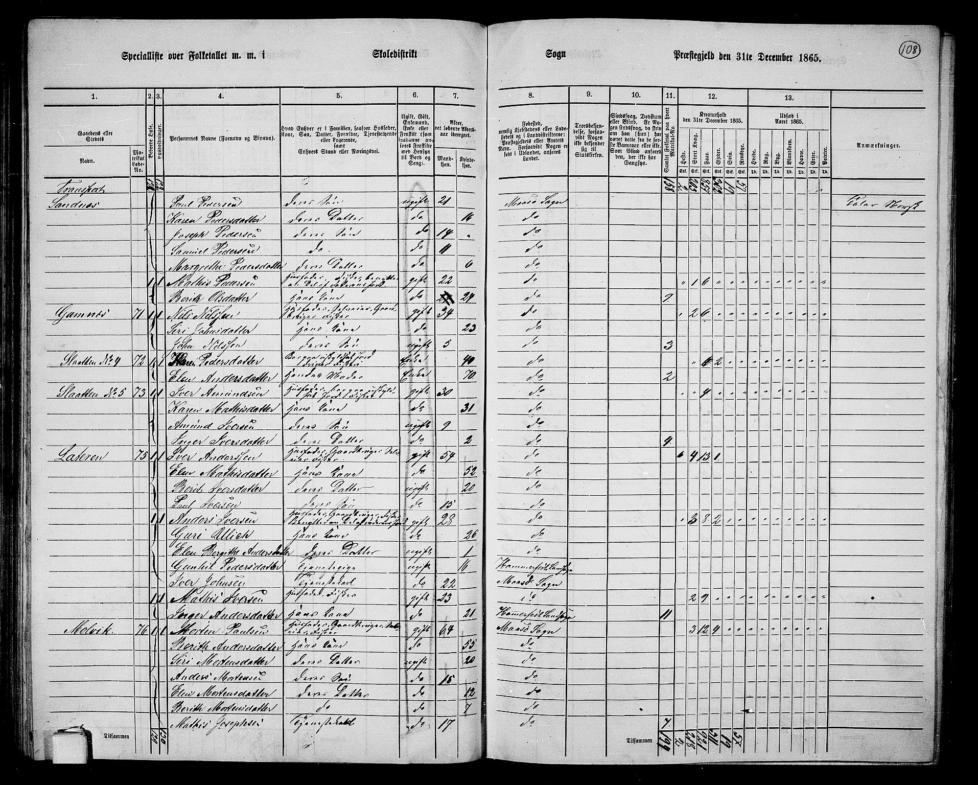 RA, 1865 census for Måsøy, 1865, p. 25