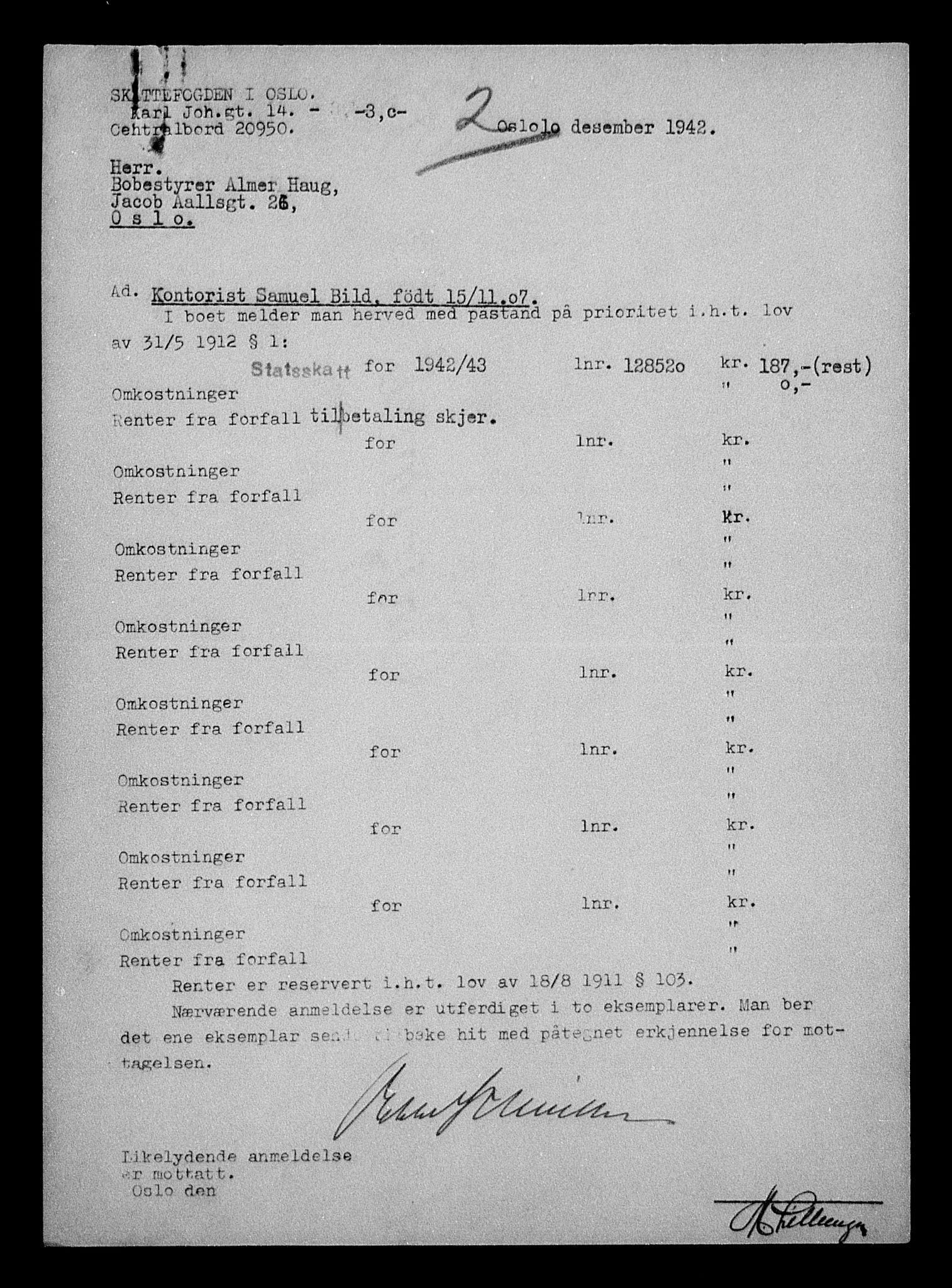 Justisdepartementet, Tilbakeføringskontoret for inndratte formuer, AV/RA-S-1564/H/Hc/Hcc/L0924: --, 1945-1947, p. 412