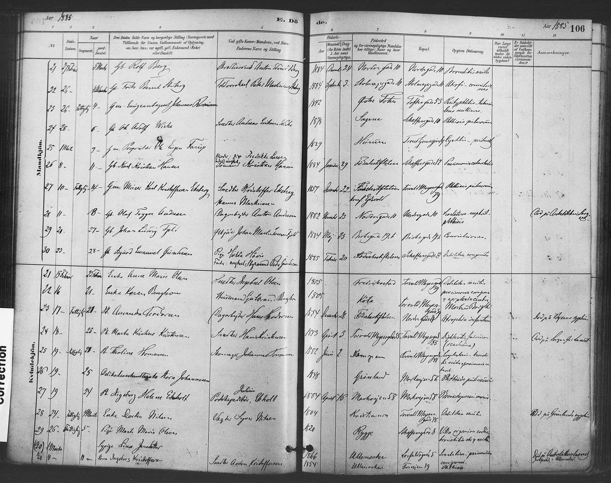 Paulus prestekontor Kirkebøker, AV/SAO-A-10871/F/Fa/L0005: Parish register (official) no. 5, 1879-1889, p. 106