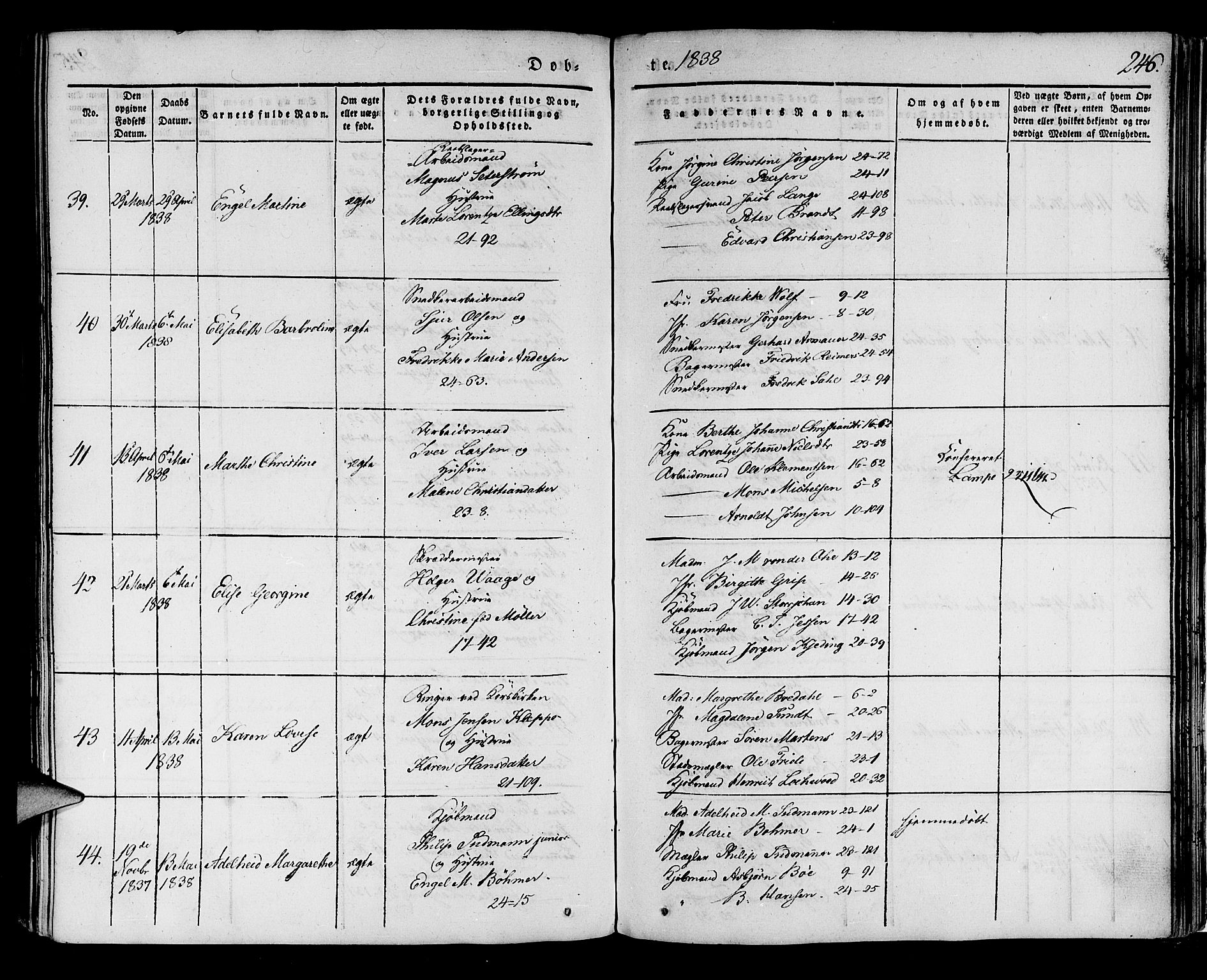 Korskirken sokneprestembete, AV/SAB-A-76101/H/Haa/L0015: Parish register (official) no. B 1, 1833-1841, p. 246