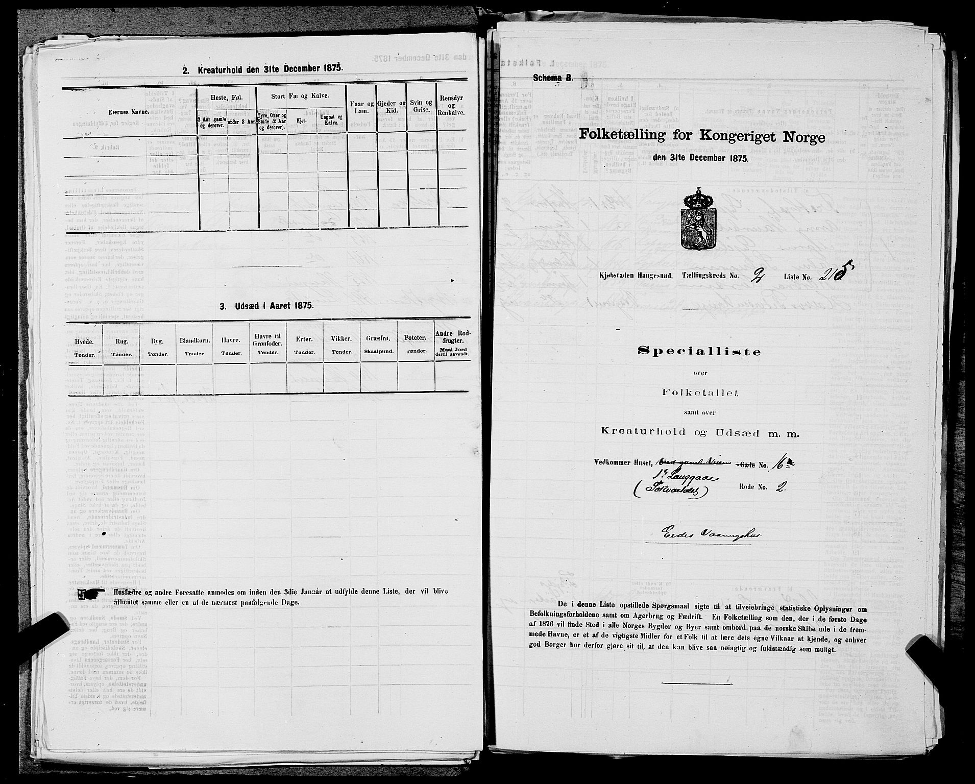 SAST, 1875 census for 1106B Torvastad/Haugesund, 1875, p. 501