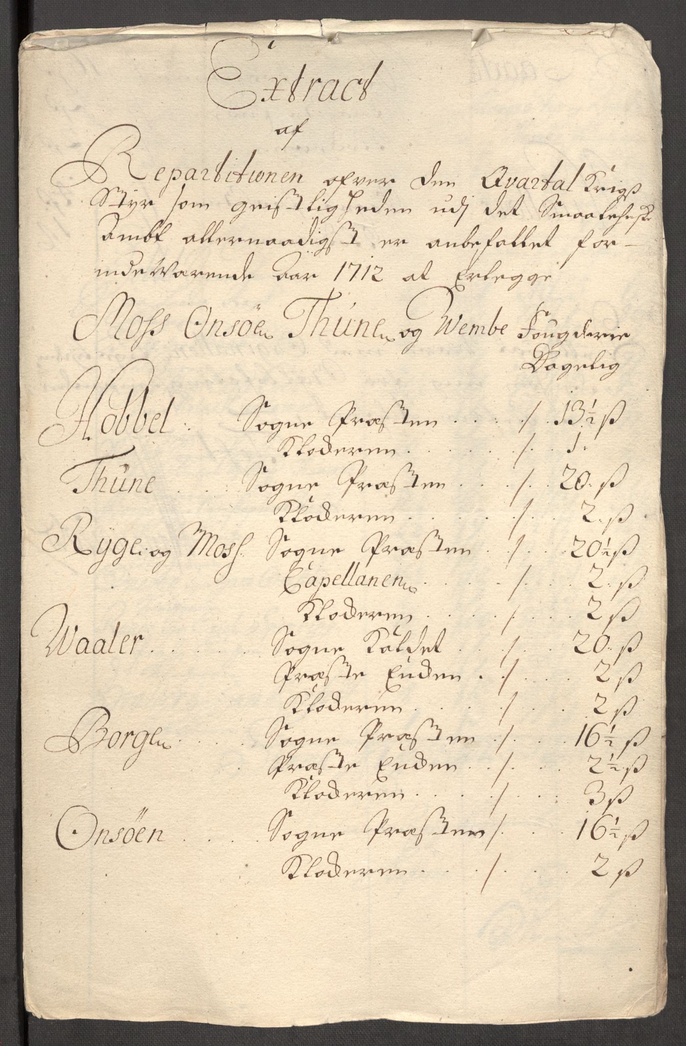 Rentekammeret inntil 1814, Reviderte regnskaper, Fogderegnskap, AV/RA-EA-4092/R04/L0137: Fogderegnskap Moss, Onsøy, Tune, Veme og Åbygge, 1712, p. 51