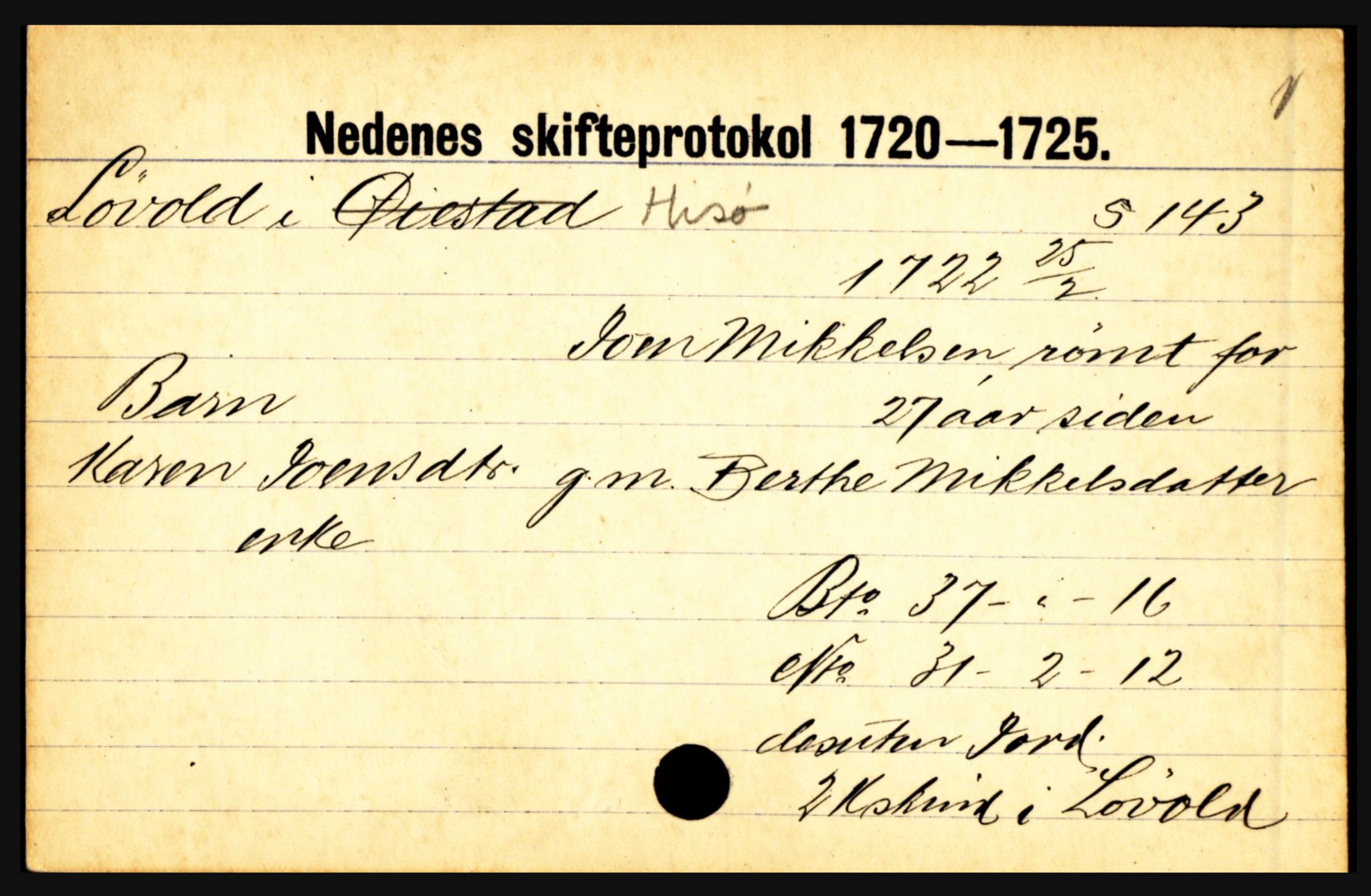 Nedenes sorenskriveri før 1824, AV/SAK-1221-0007/H, p. 19197