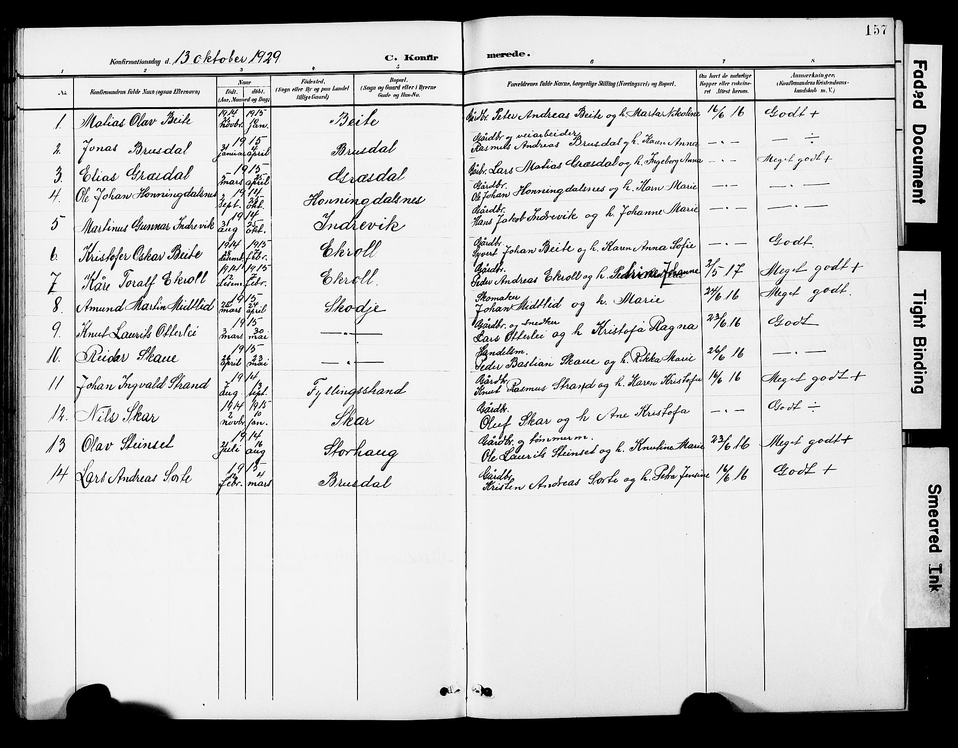 Ministerialprotokoller, klokkerbøker og fødselsregistre - Møre og Romsdal, AV/SAT-A-1454/524/L0366: Parish register (copy) no. 524C07, 1900-1931, p. 157