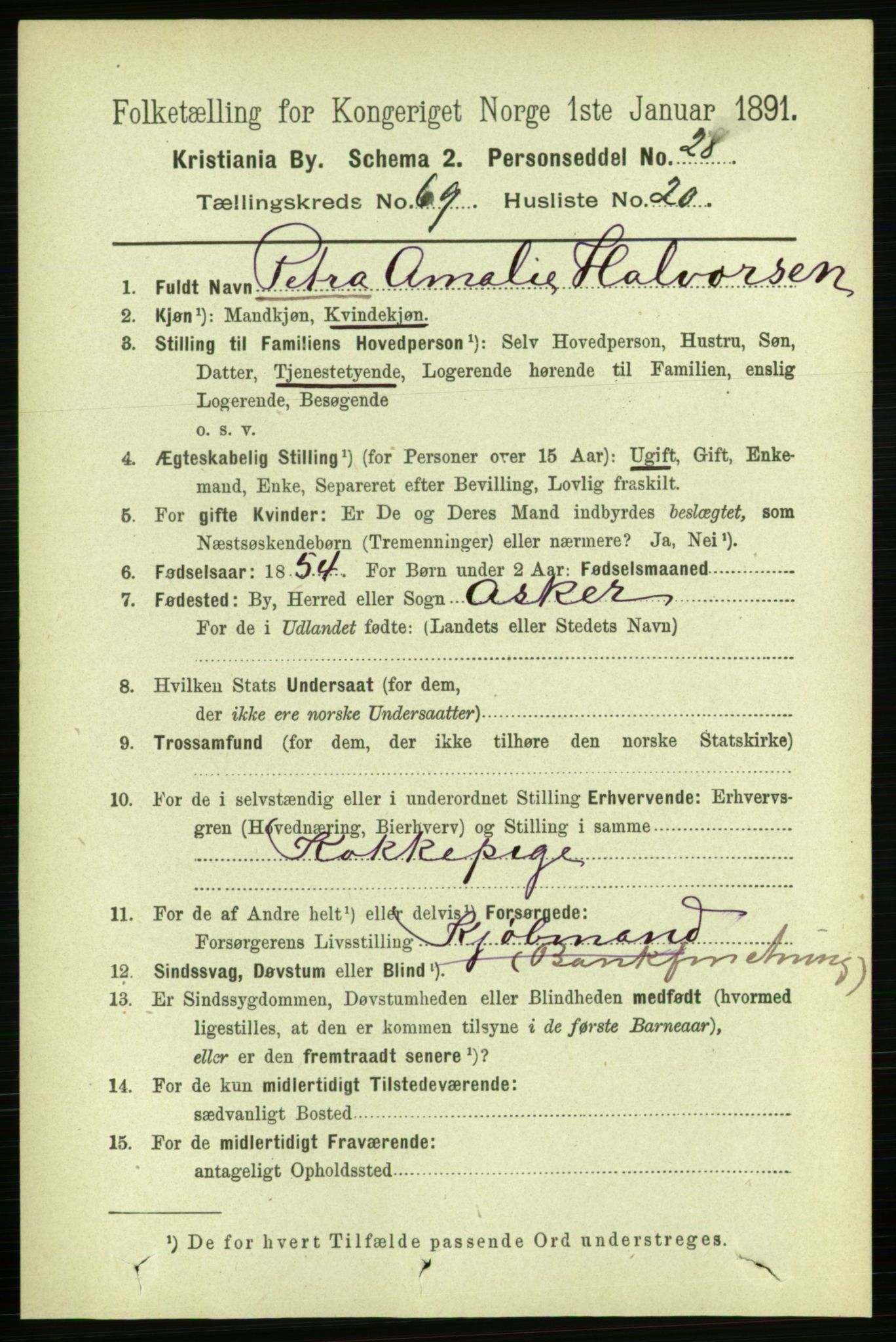 RA, 1891 census for 0301 Kristiania, 1891, p. 38485