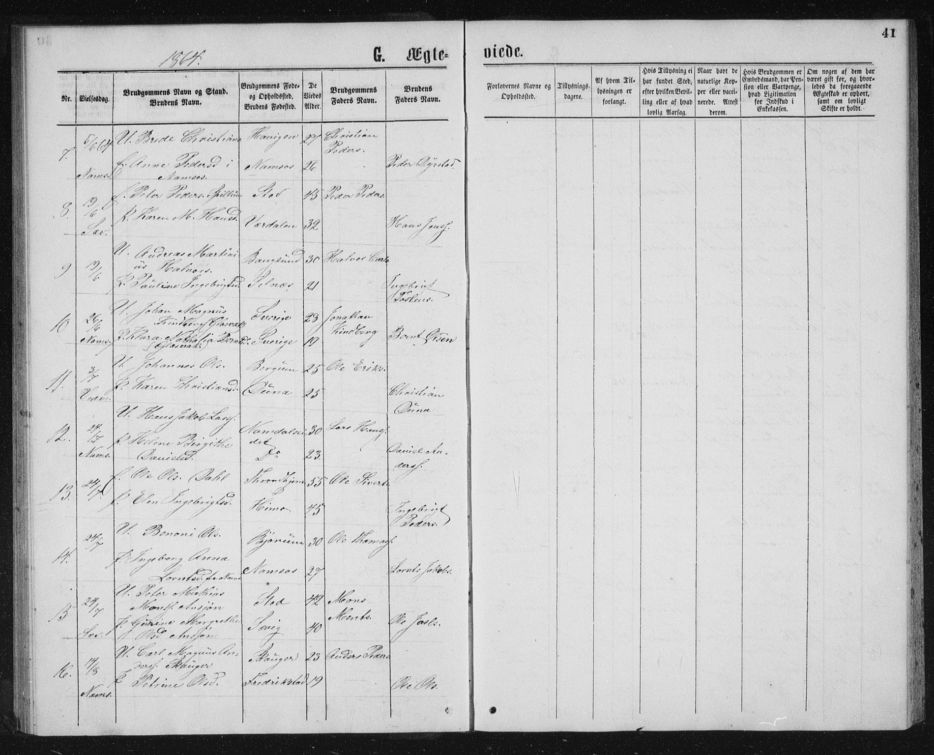 Ministerialprotokoller, klokkerbøker og fødselsregistre - Nord-Trøndelag, AV/SAT-A-1458/768/L0568: Parish register (official) no. 768A03, 1836-1865, p. 41