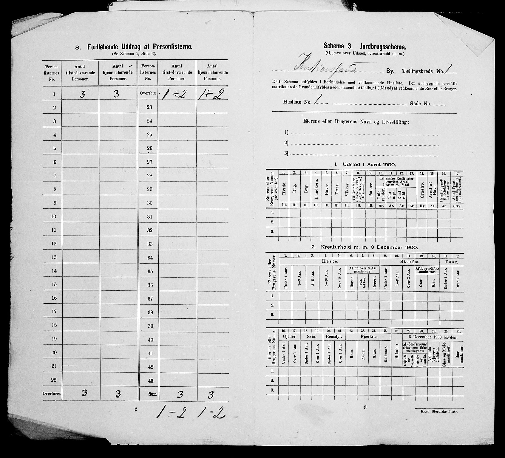 SAK, 1900 census for Kristiansand, 1900, p. 168