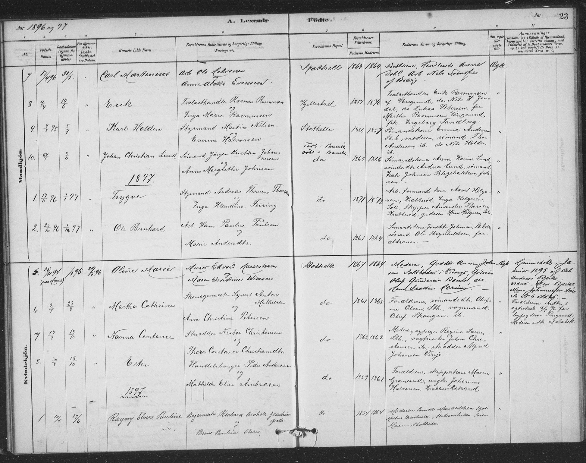 Bamble kirkebøker, AV/SAKO-A-253/F/Fb/L0001: Parish register (official) no. II 1, 1878-1899, p. 23