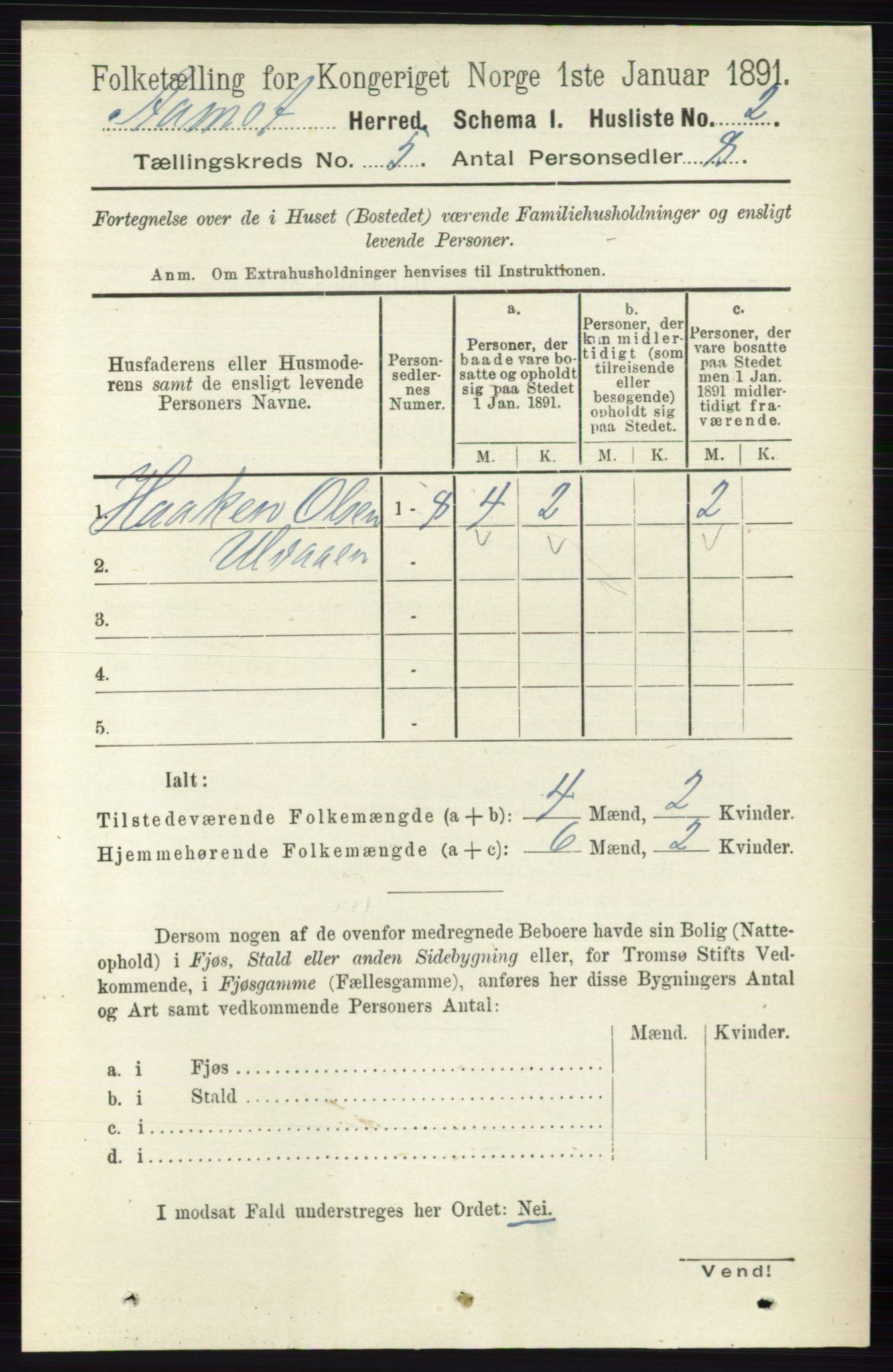 RA, 1891 census for 0429 Åmot, 1891, p. 2255