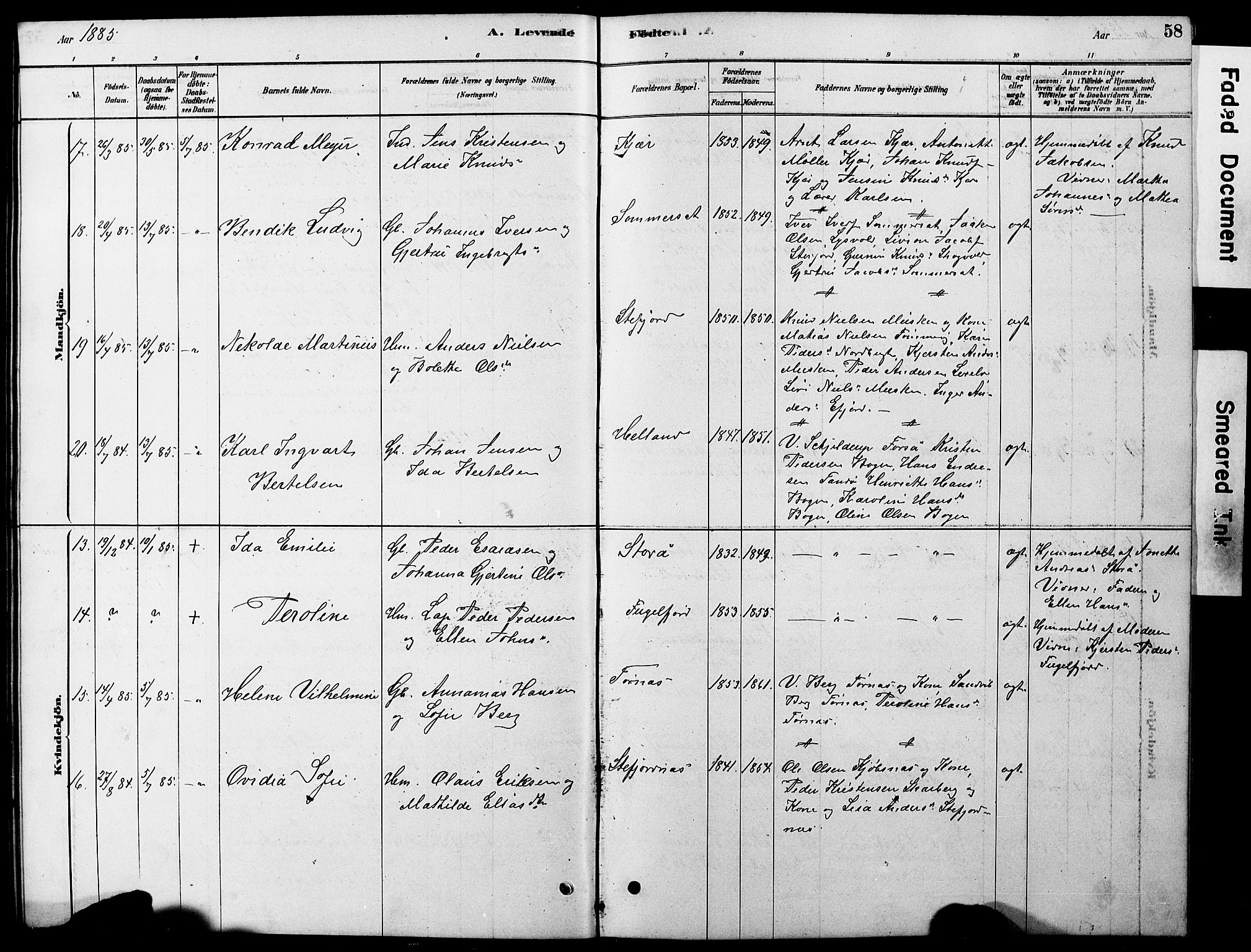 Ministerialprotokoller, klokkerbøker og fødselsregistre - Nordland, AV/SAT-A-1459/861/L0875: Parish register (copy) no. 861C01, 1879-1887, p. 58