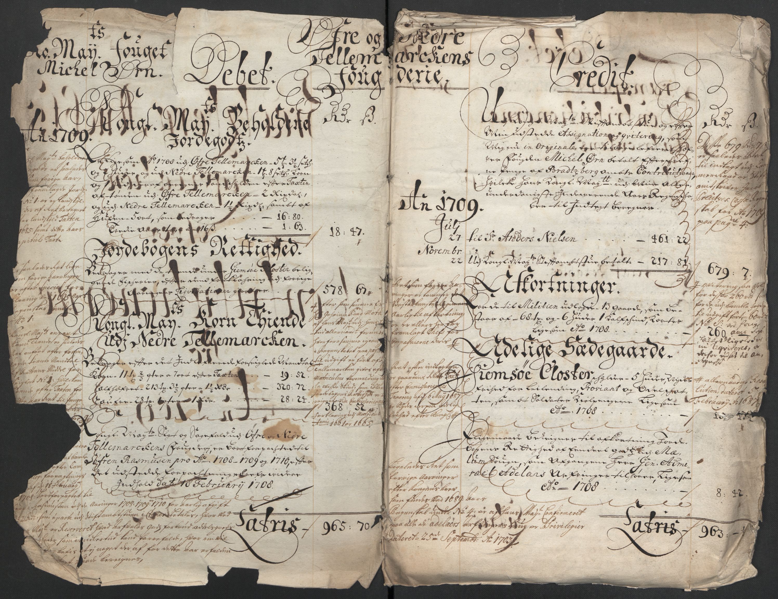 Rentekammeret inntil 1814, Reviderte regnskaper, Fogderegnskap, AV/RA-EA-4092/R36/L2118: Fogderegnskap Øvre og Nedre Telemark og Bamble, 1708-1709, p. 153