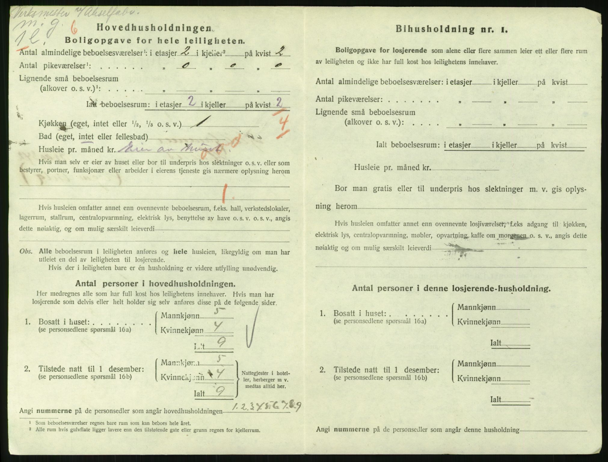 SAH, 1920 census for Lillehammer, 1920, p. 1915