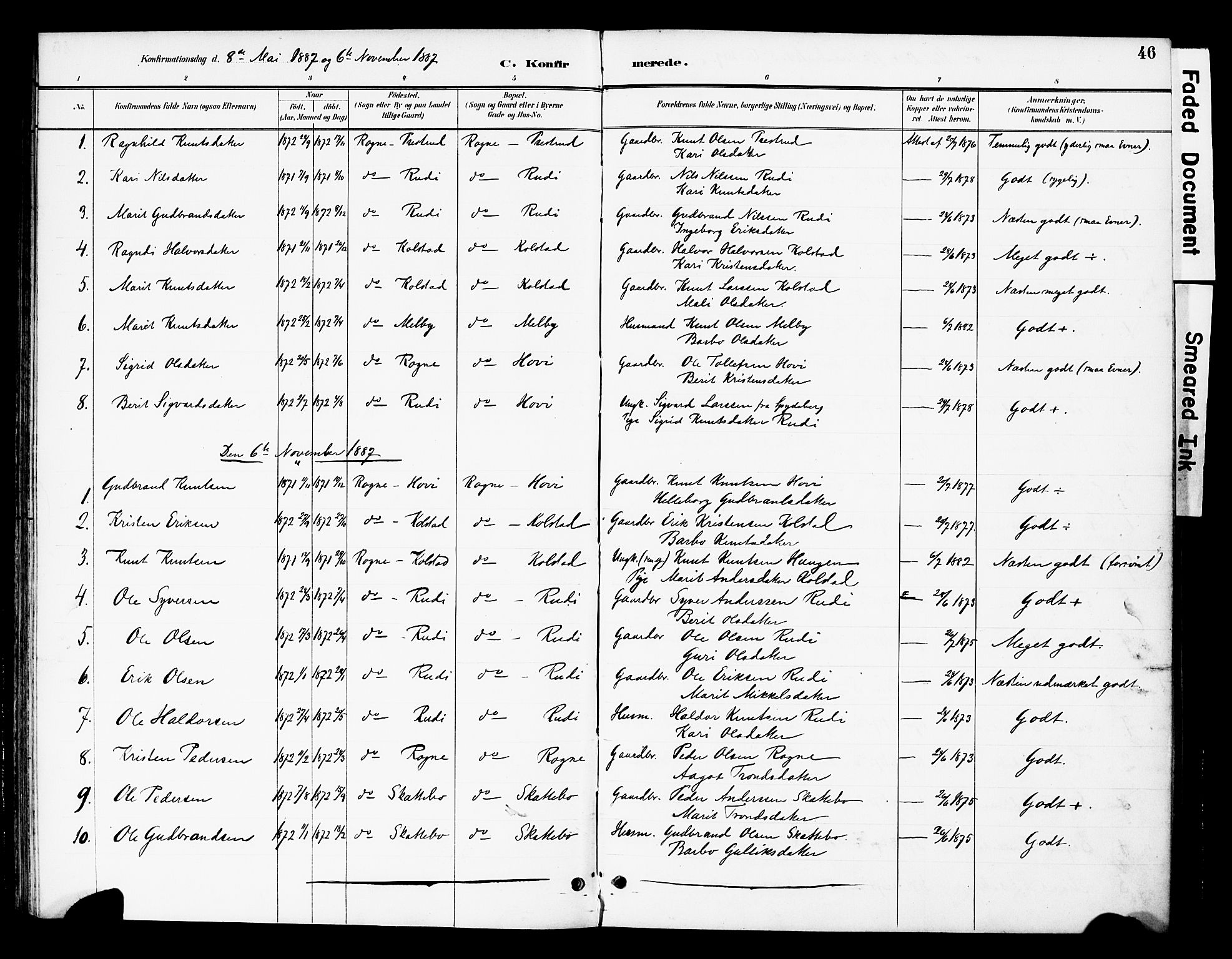 Øystre Slidre prestekontor, AV/SAH-PREST-138/H/Ha/Haa/L0003: Parish register (official) no. 3, 1887-1910, p. 46