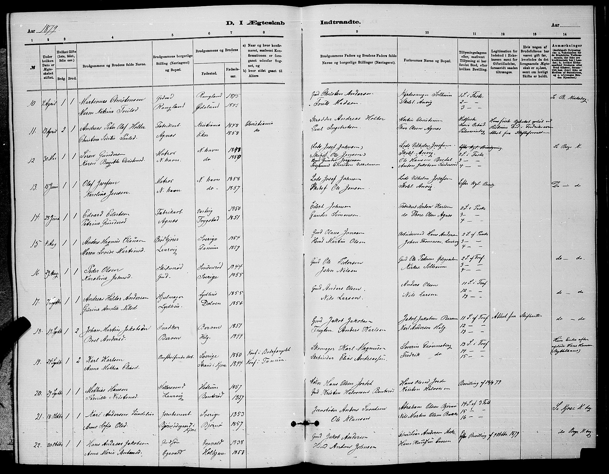 Brunlanes kirkebøker, AV/SAKO-A-342/G/Ga/L0003: Parish register (copy) no. I 3, 1877-1898