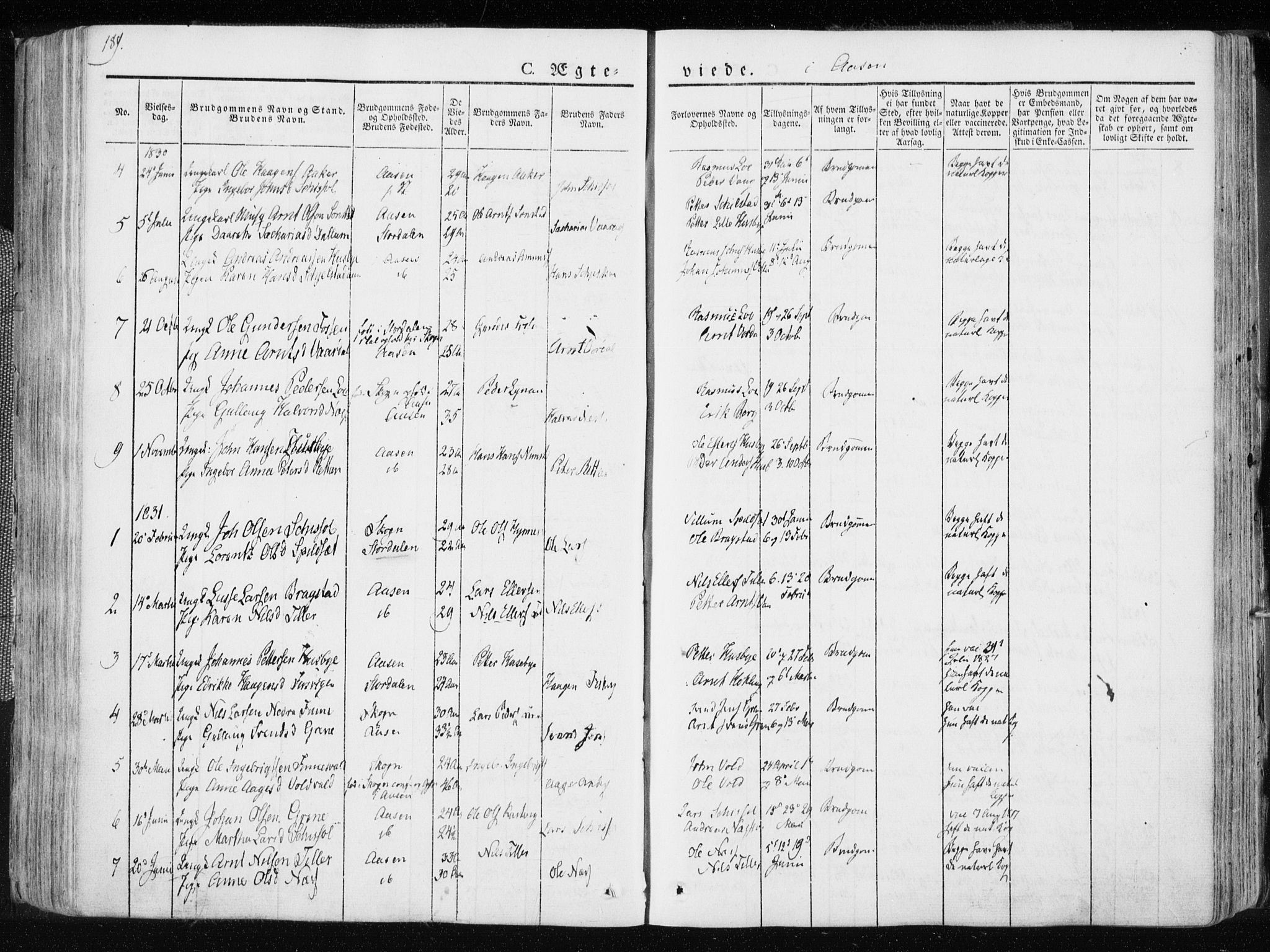 Ministerialprotokoller, klokkerbøker og fødselsregistre - Nord-Trøndelag, SAT/A-1458/713/L0114: Parish register (official) no. 713A05, 1827-1839, p. 189