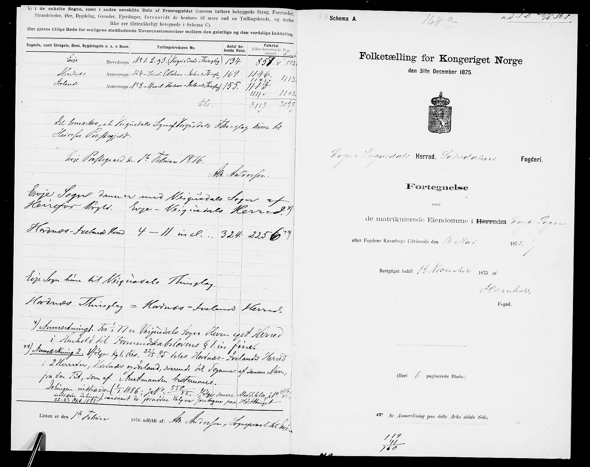 SAK, 1875 census for 0934P Evje, 1875, p. 3