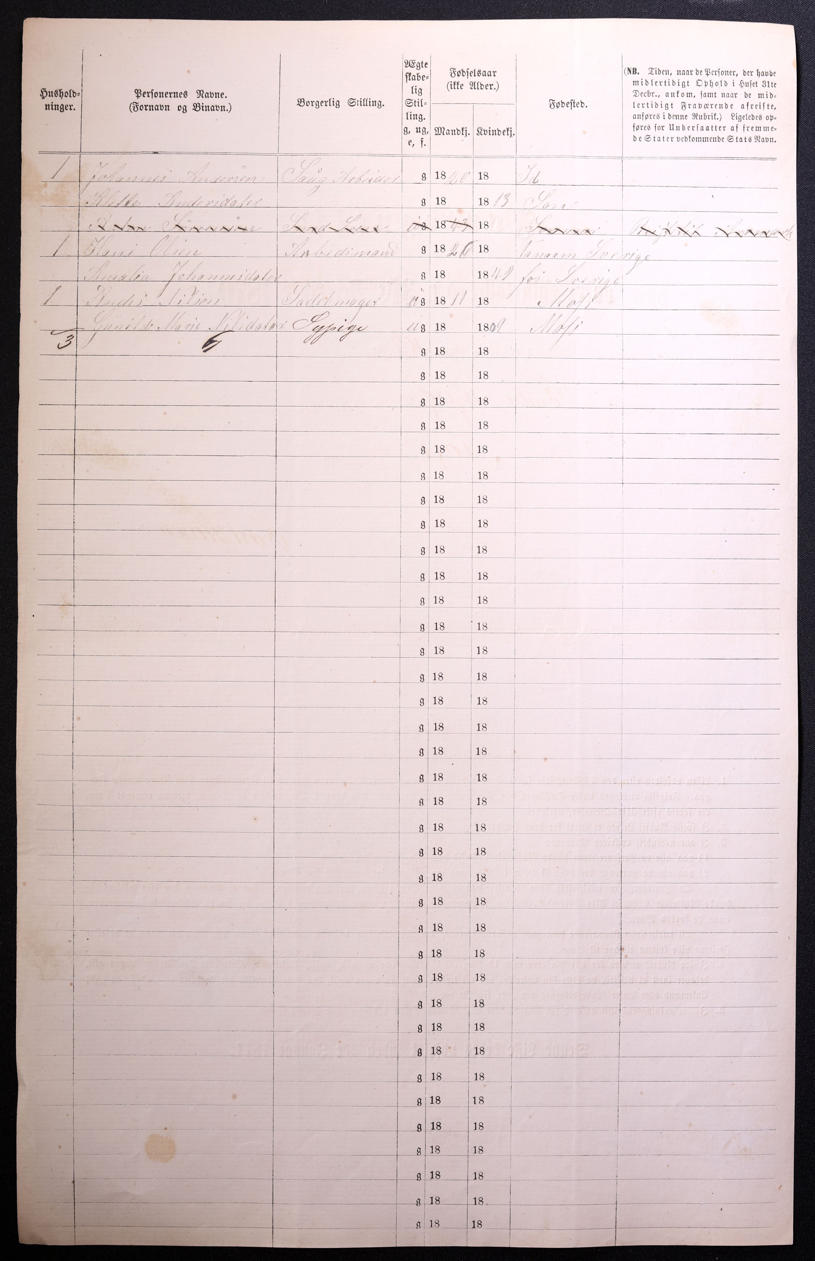 RA, 1870 census for 0104 Moss, 1870, p. 238