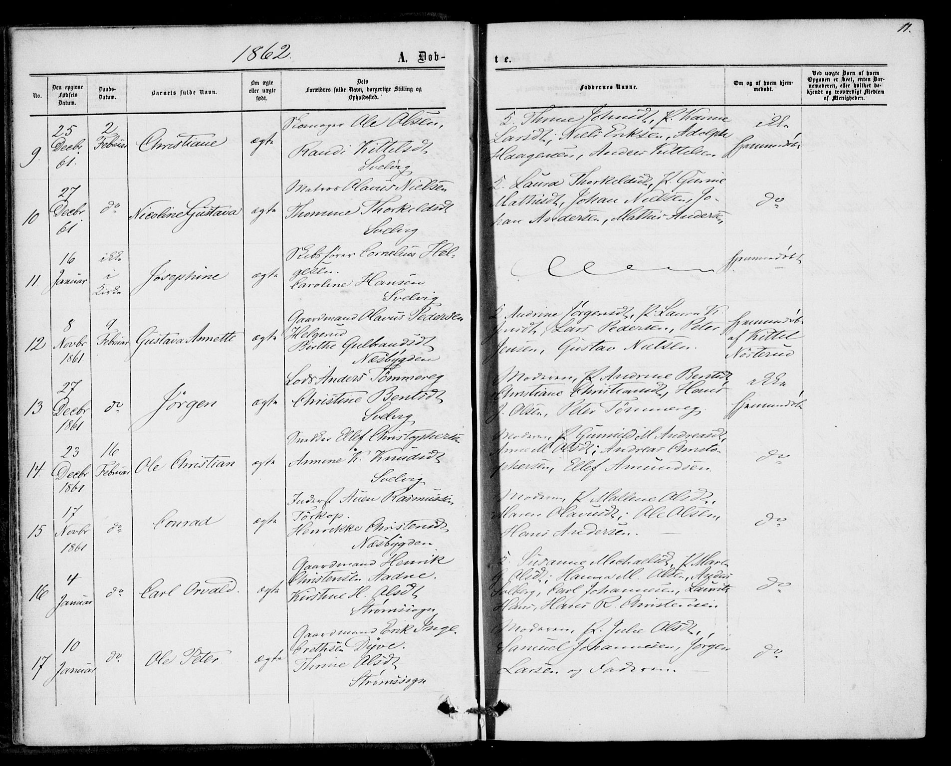 Strømm kirkebøker, AV/SAKO-A-322/F/Fa/L0001: Parish register (official) no. I 1, 1861-1869, p. 11