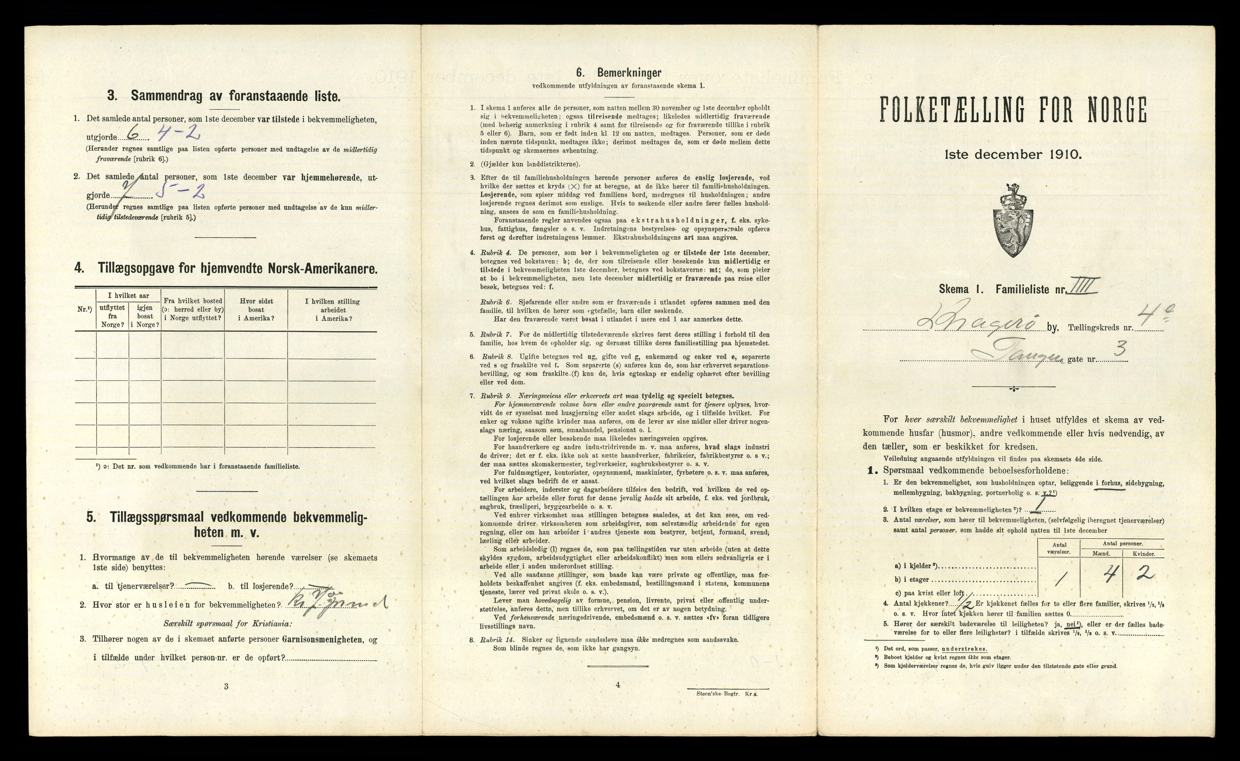 RA, 1910 census for Kragerø, 1910, p. 3956