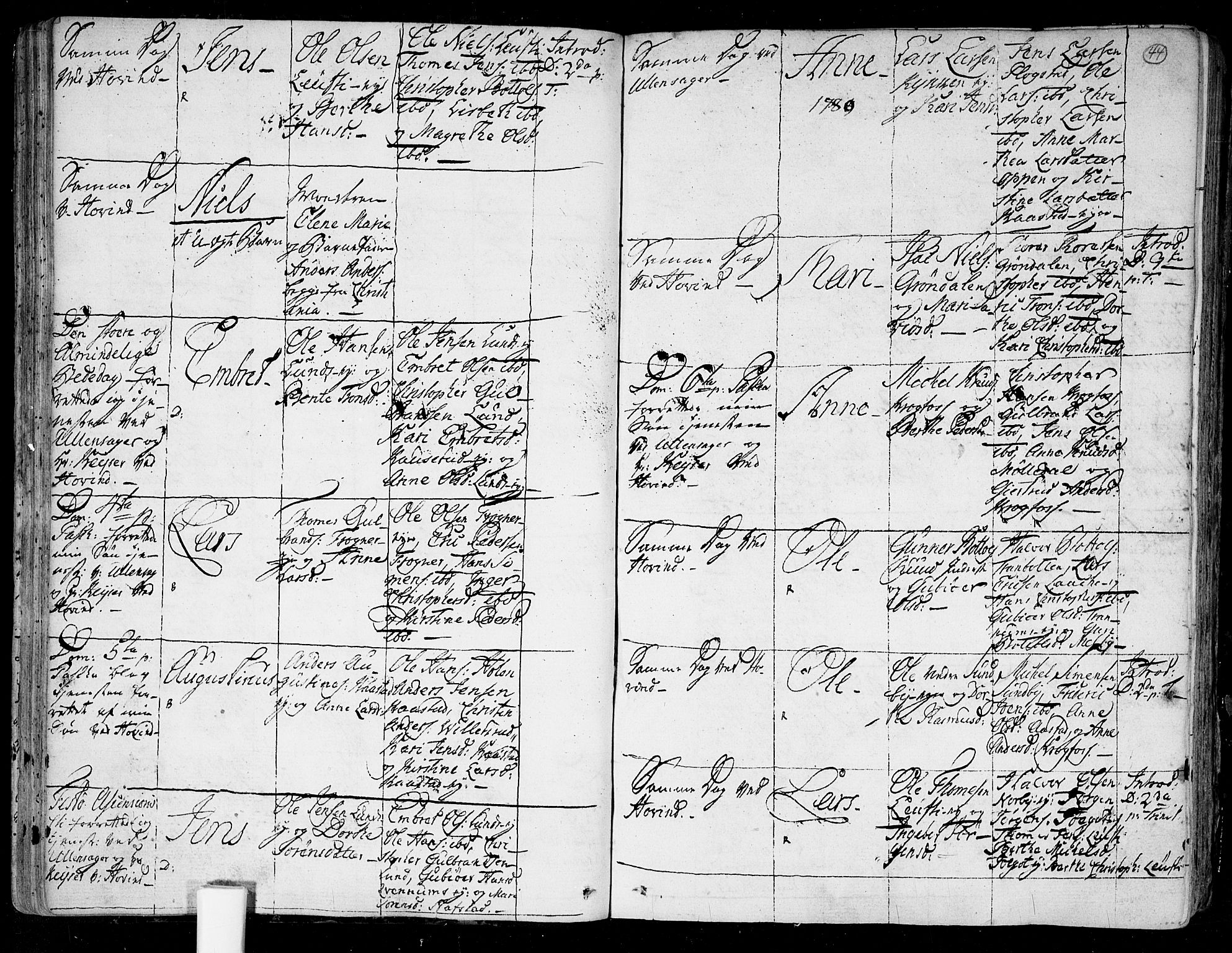 Ullensaker prestekontor Kirkebøker, AV/SAO-A-10236a/F/Fa/L0007: Parish register (official) no. I 7, 1786-1815, p. 44