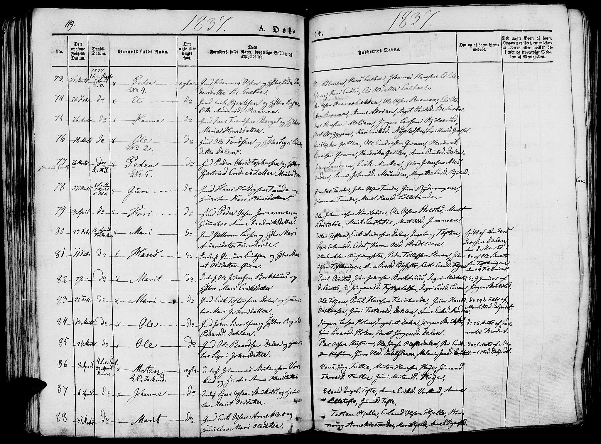 Lesja prestekontor, AV/SAH-PREST-068/H/Ha/Haa/L0005: Parish register (official) no. 5, 1830-1842, p. 119