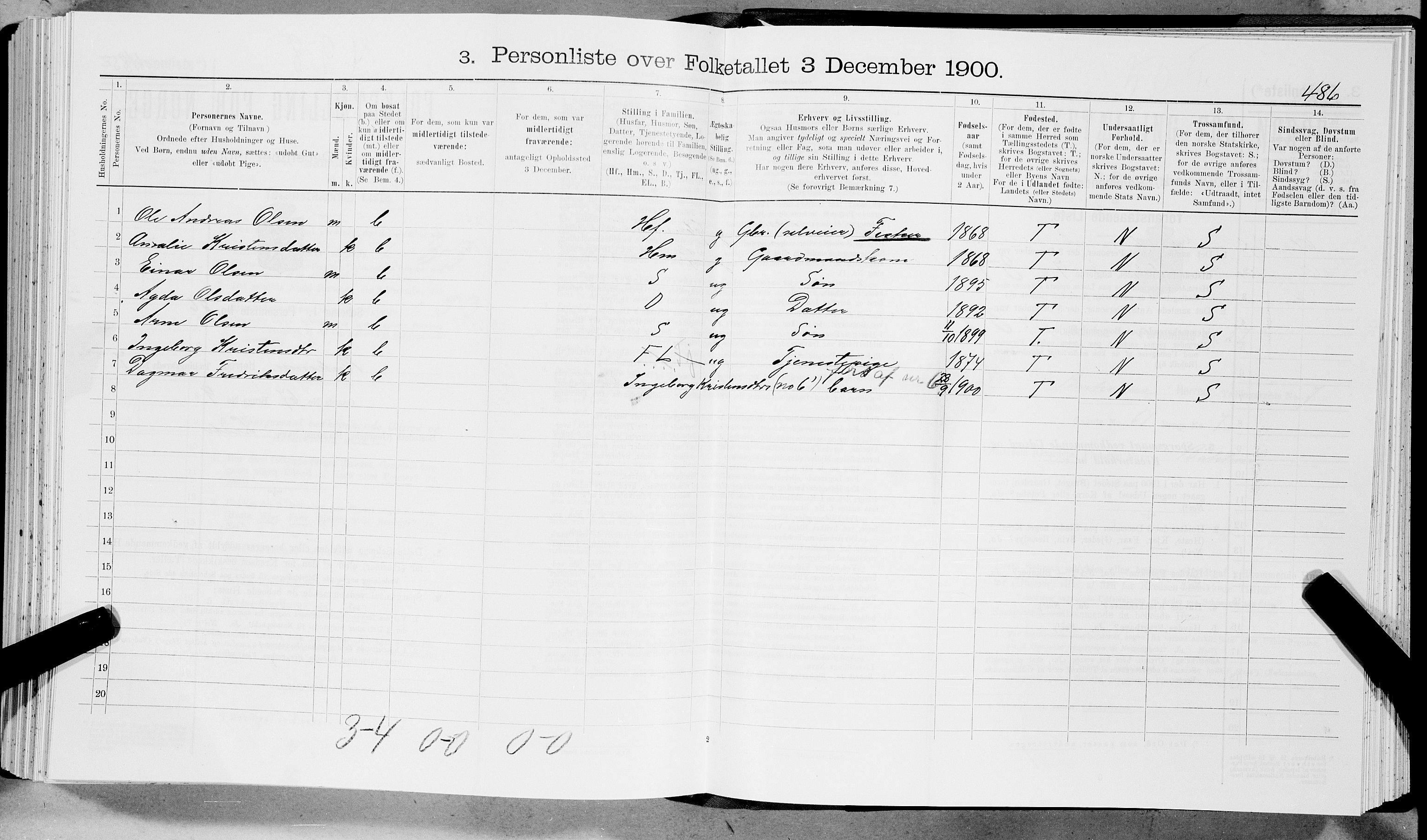 SAT, 1900 census for Buksnes, 1900, p. 954