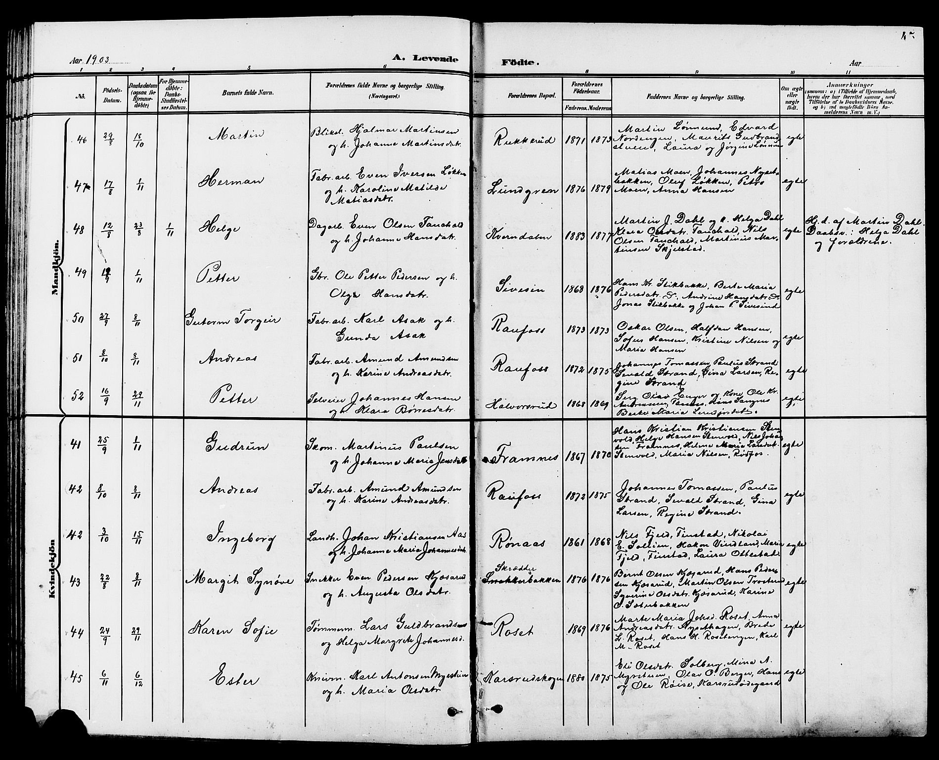 Vestre Toten prestekontor, AV/SAH-PREST-108/H/Ha/Hab/L0010: Parish register (copy) no. 10, 1900-1912, p. 45