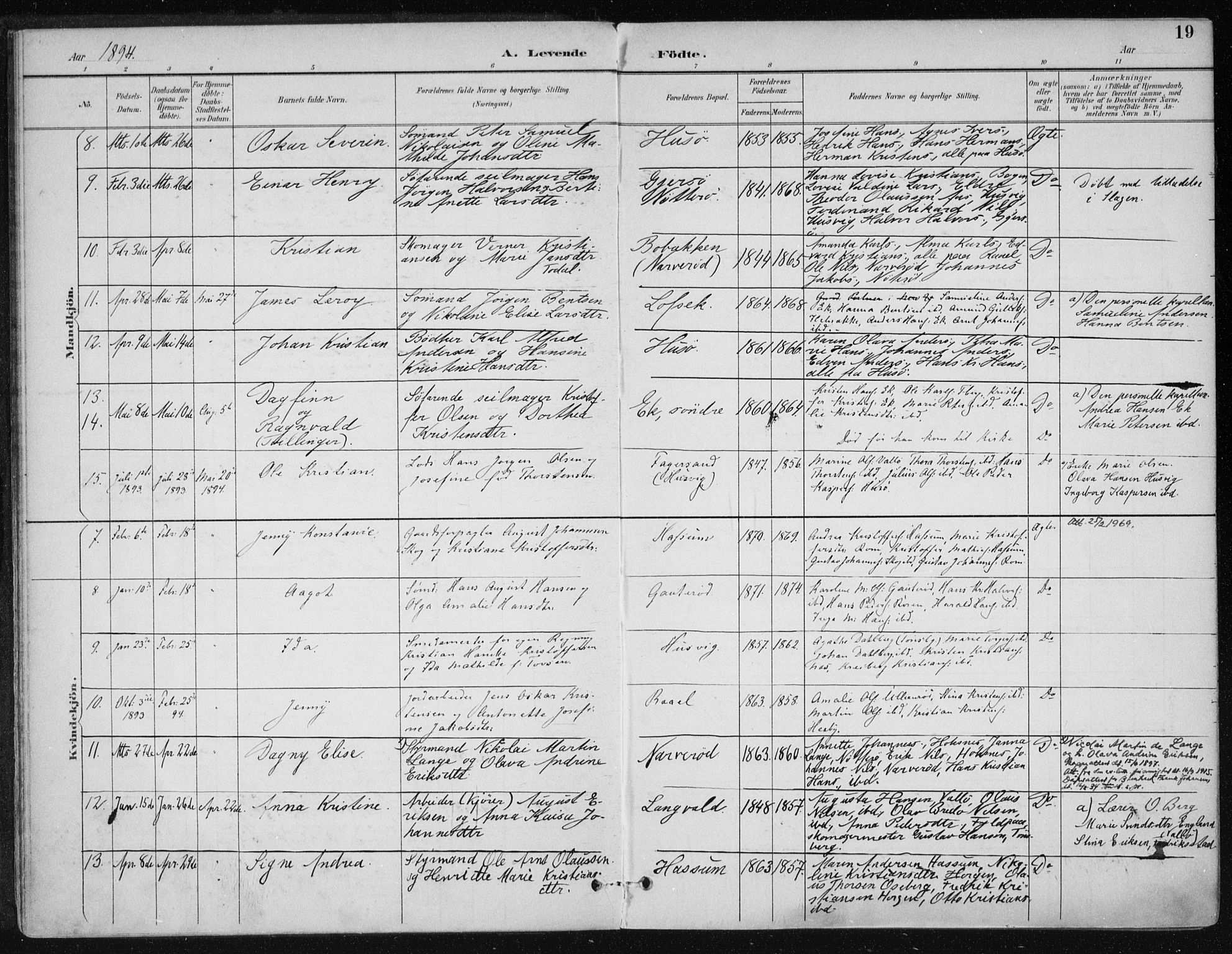 Sem kirkebøker, AV/SAKO-A-5/F/Fb/L0005: Parish register (official) no. II 5, 1892-1904, p. 19