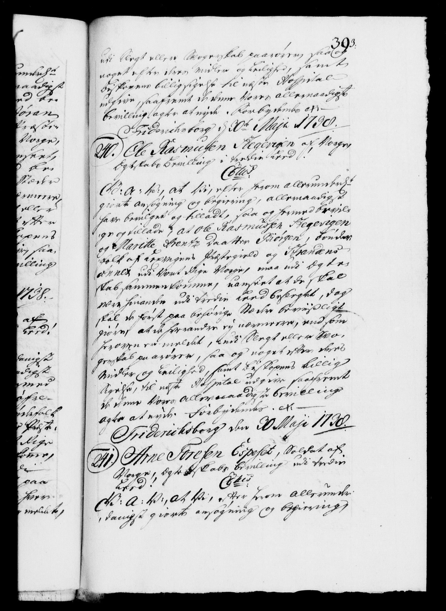 Danske Kanselli 1572-1799, AV/RA-EA-3023/F/Fc/Fca/Fcaa/L0030: Norske registre, 1737-1738, p. 393a