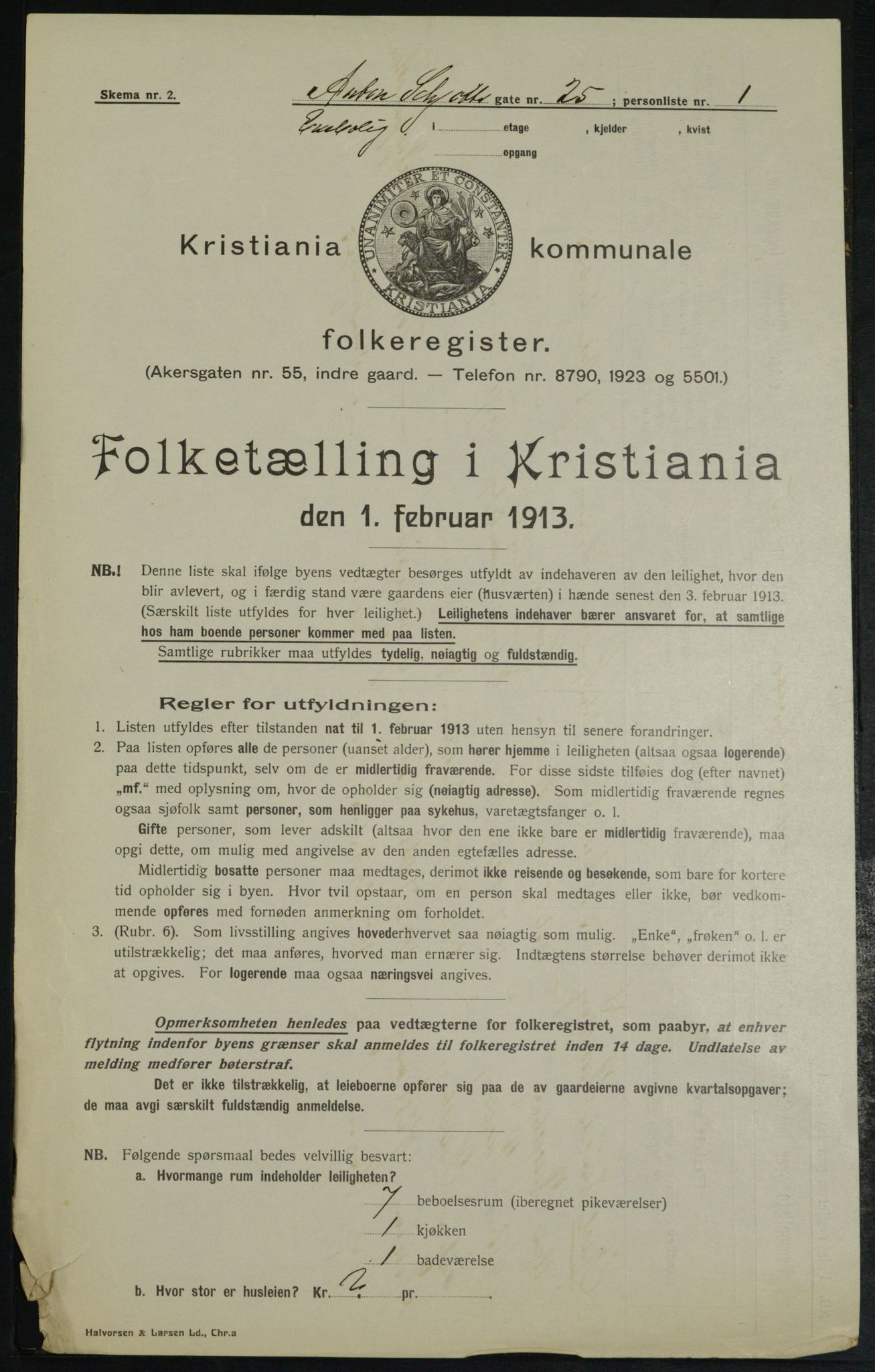 OBA, Municipal Census 1913 for Kristiania, 1913, p. 1315