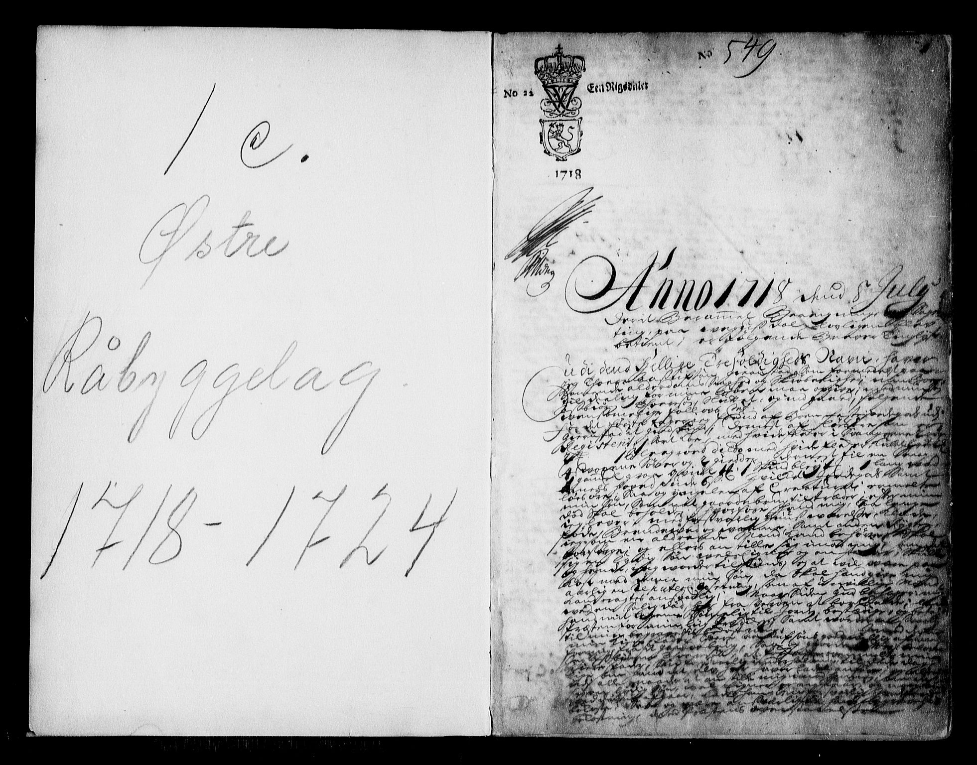Østre Råbyggelag sorenskriveri, SAK/1221-0016/G/Gb/L0003: Mortgage book no. A6, 1718-1724, p. 1