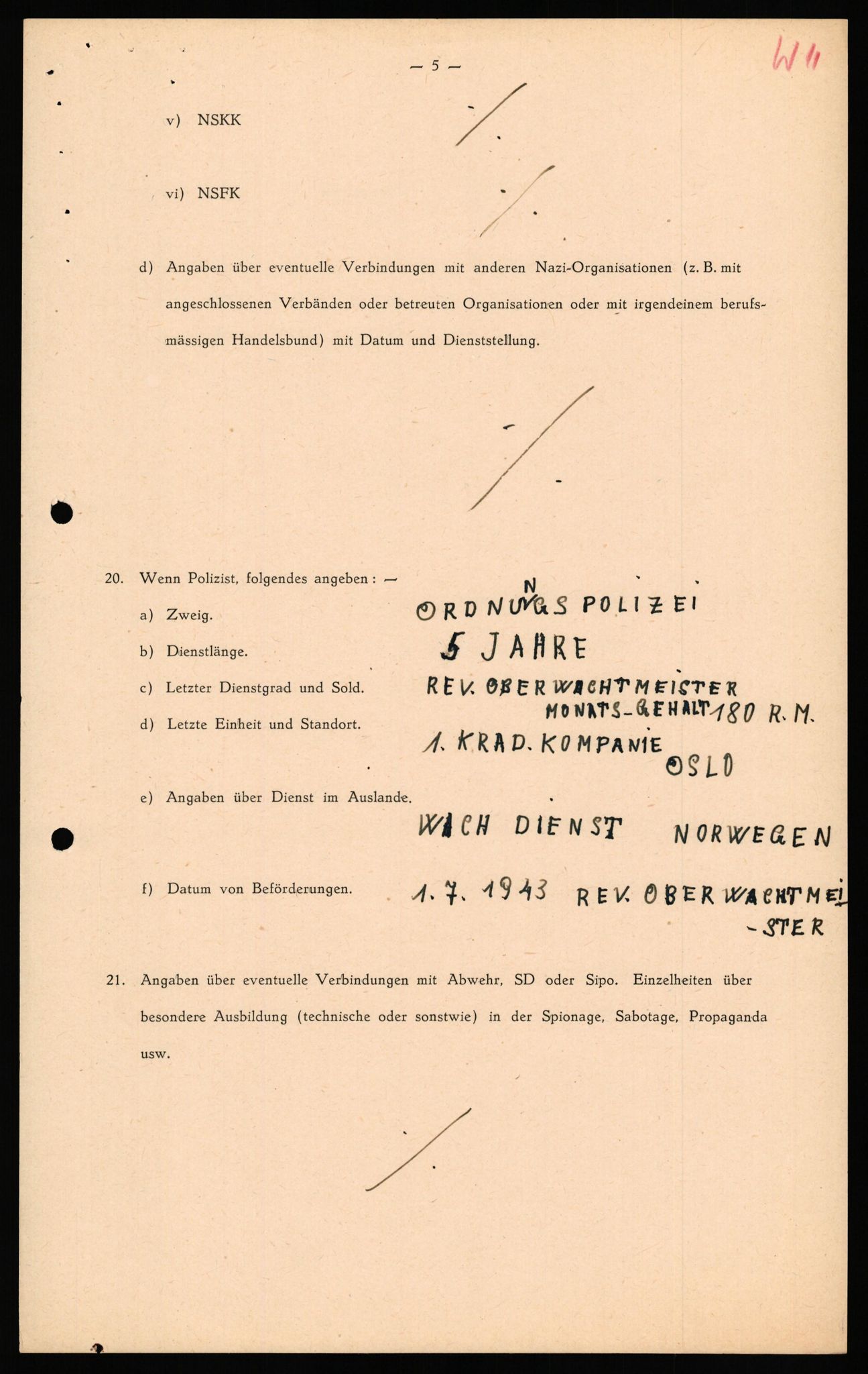 Forsvaret, Forsvarets overkommando II, AV/RA-RAFA-3915/D/Db/L0040: CI Questionaires. Tyske okkupasjonsstyrker i Norge. Østerrikere., 1945-1946, p. 419
