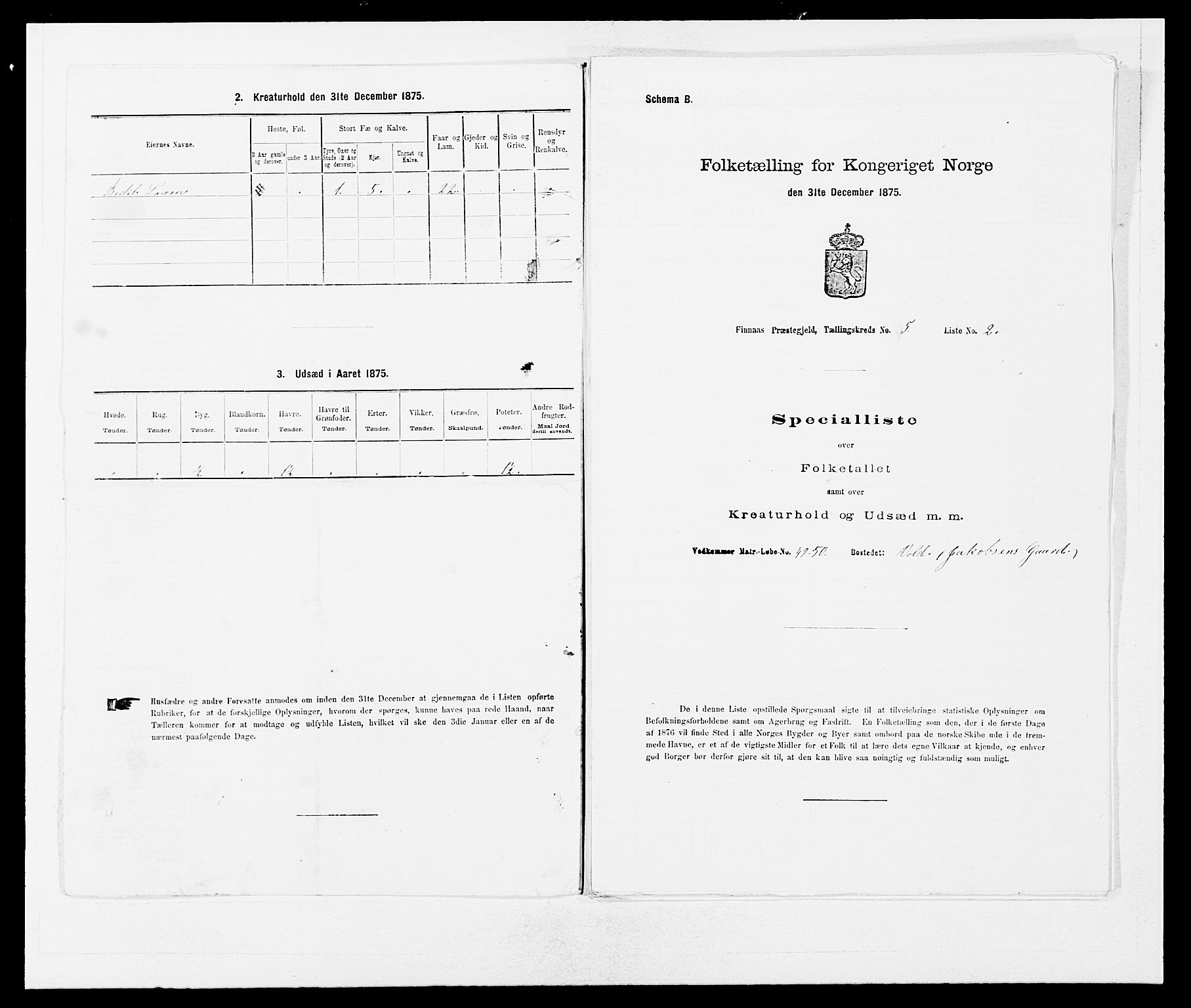 SAB, 1875 census for 1218P Finnås, 1875, p. 614